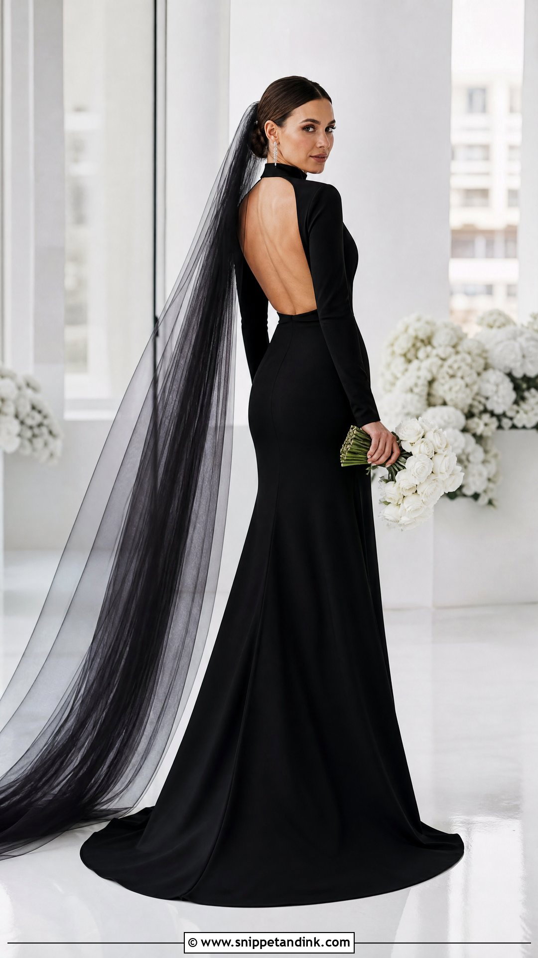 Black Long Sleeve Open Back Wedding Dress - Snippet and Ink - 25 Long Sleeve Open Back Wedding Dress Ideas