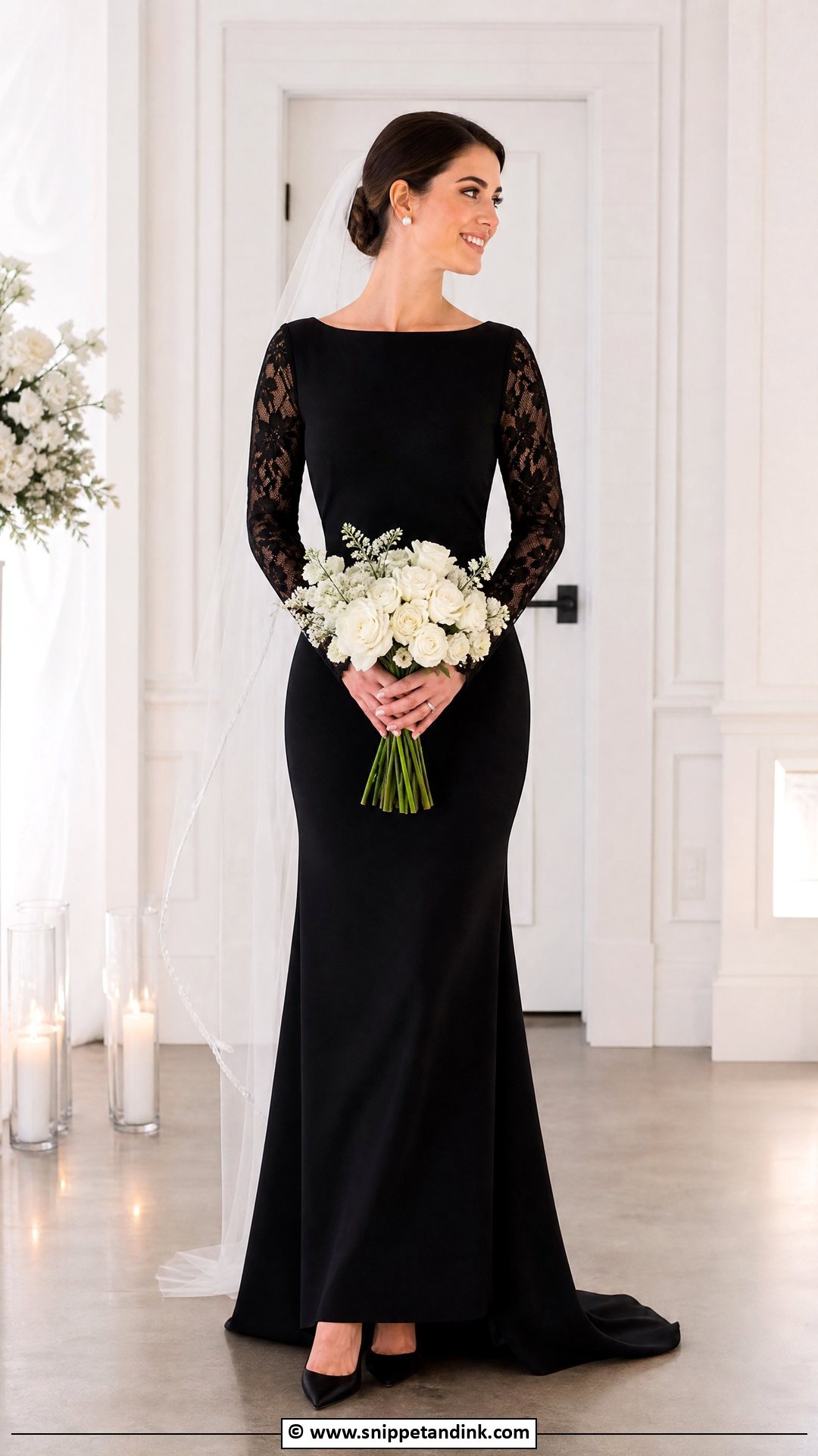 Black Long Sleeve Wedding Dress - Snippet and Ink - 35 Black Wedding Dresses