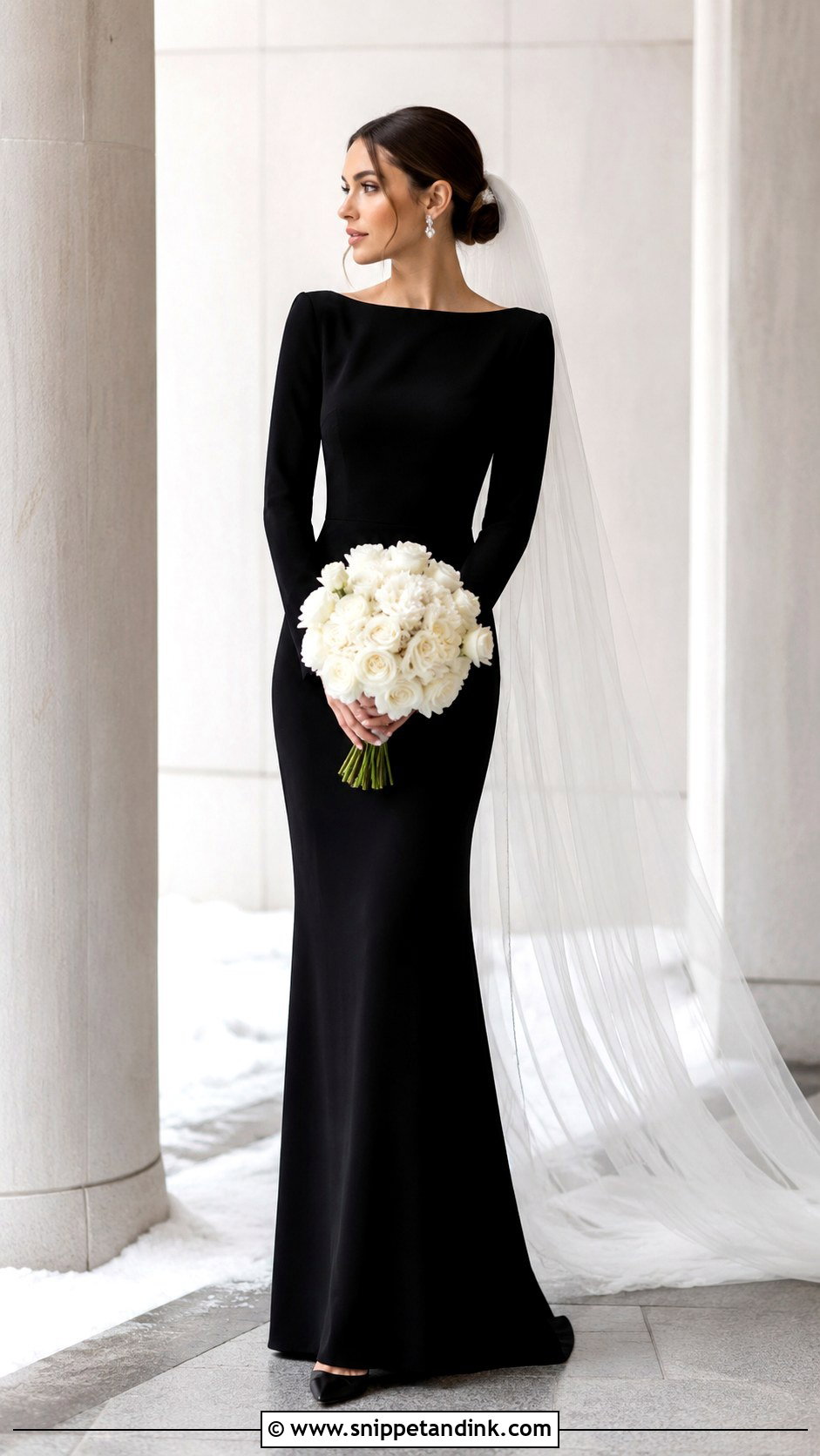 Black Long Sleeve Wedding Dress - Snippet and Ink - 30 Black Wedding Dress Ideas