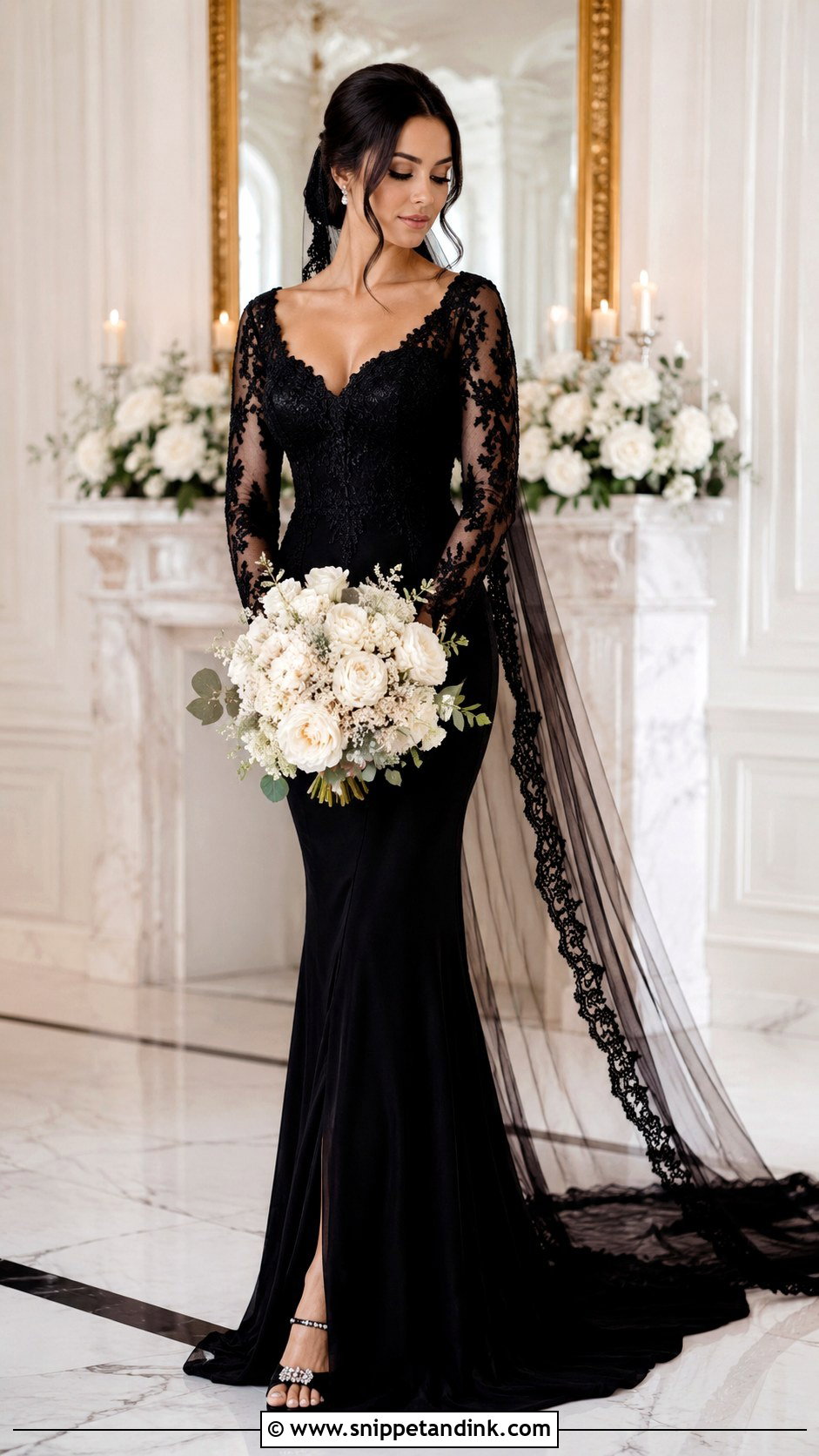 Black Long Sleeve Wedding Dress - Snippet and Ink - 25 Black Wedding Dress Aesthetic Ideas