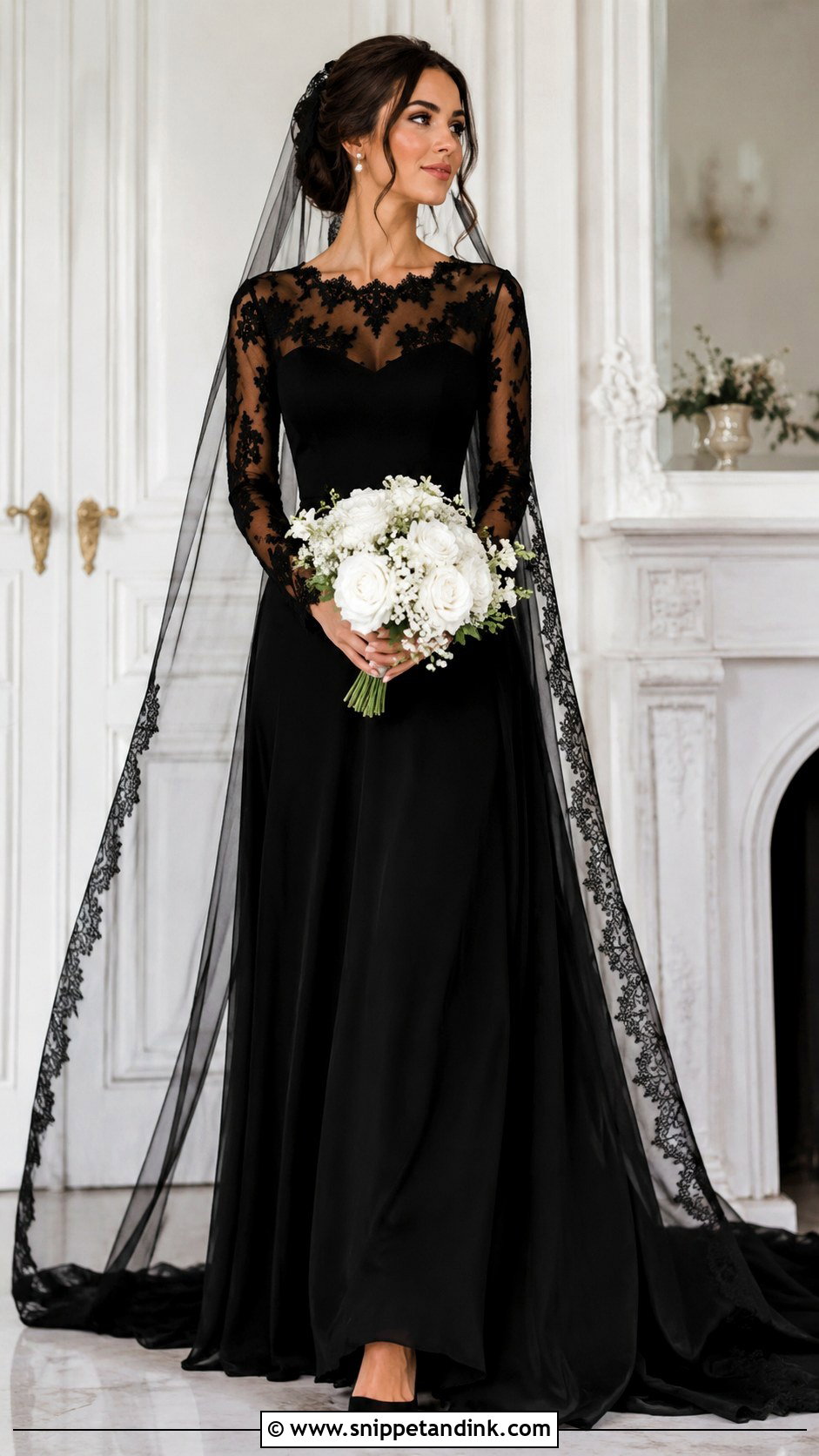 Black Long Sleeve Wedding Dress - Snippet and Ink - 30 Elegant Black Wedding Dress Ideas