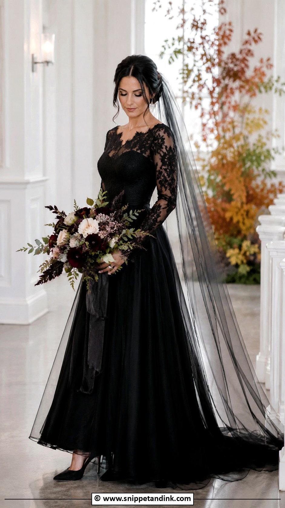 Black Long Sleeve Wedding Dress - Snippet and Ink - 25 Dark Wedding Dress Ideas