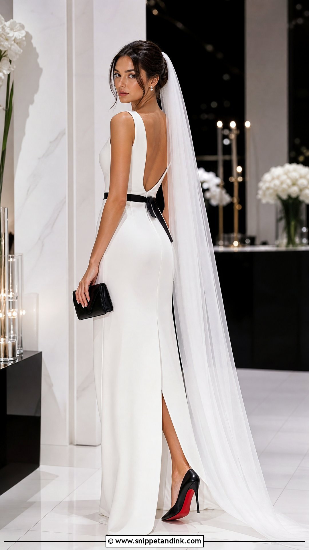 Black Louboutin Pumps With A White Wedding Dress - Snippet and Ink - 20 Wedding Louboutins Ideas