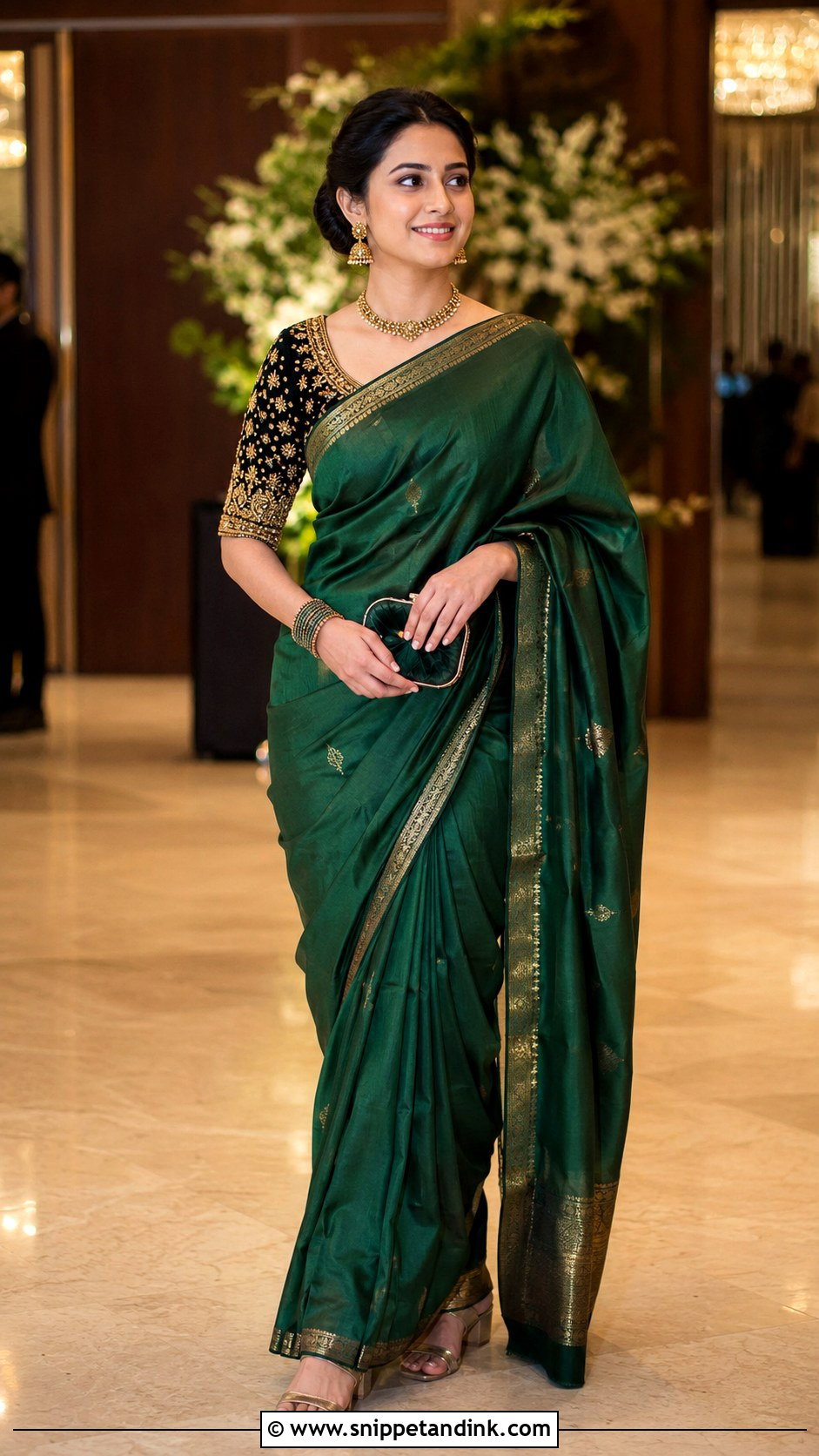 Black Maggam Work Blouse With Wedding Guest Saree - Snippet and Ink - 20 Maggam Work Blouse Designs Bridal Indian Weddings
