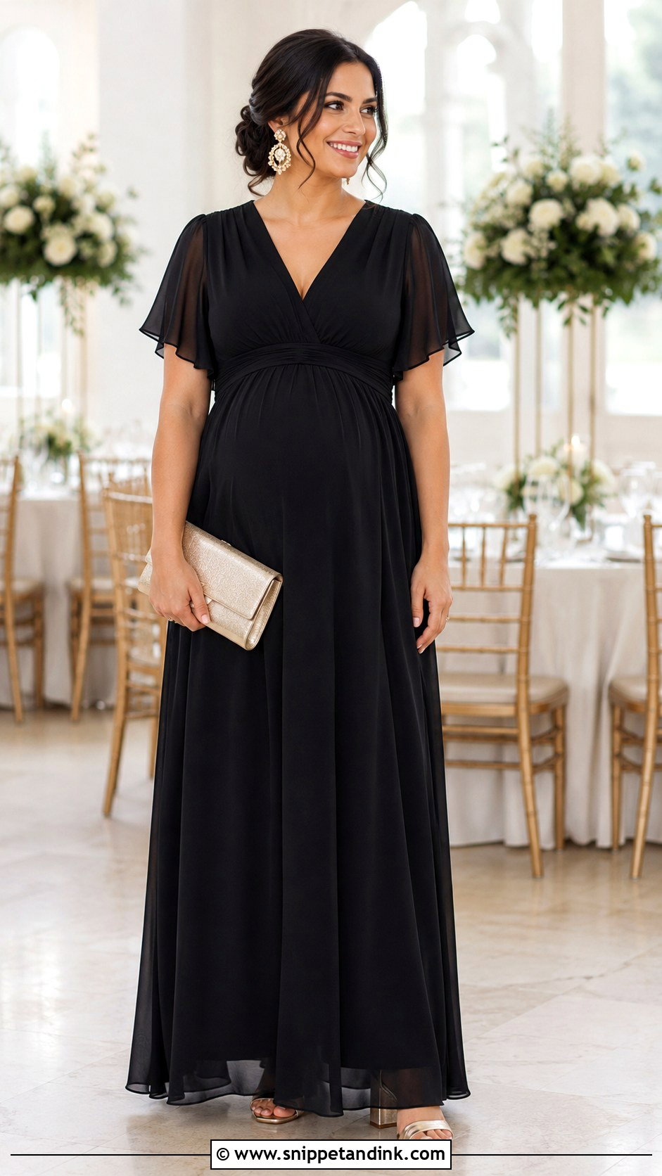 Black Maternity Maxi Dress Outfit - Snippet and Ink - 20 Black Wedding Attire Ideas