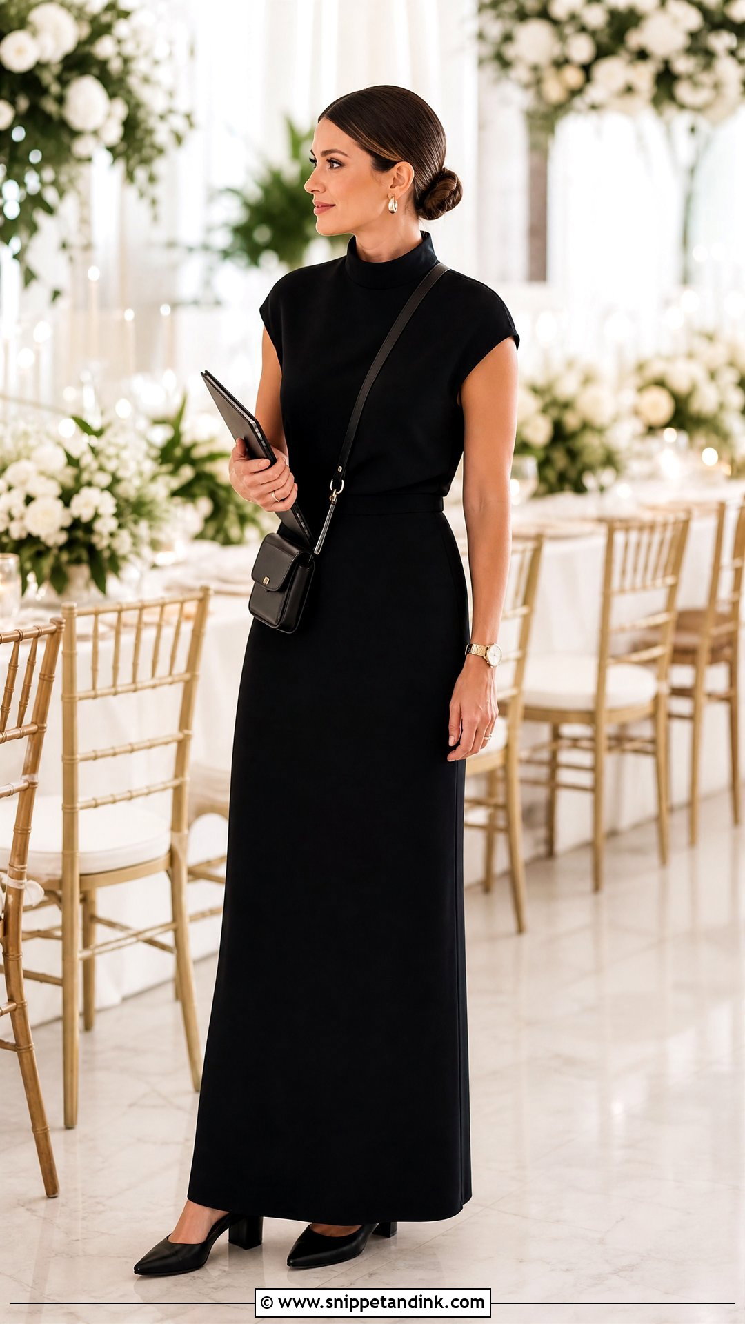 Black Maxi Dress Wedding Vendor Outfit - Snippet and Ink - 20 Wedding Vendor Outfit Ideas