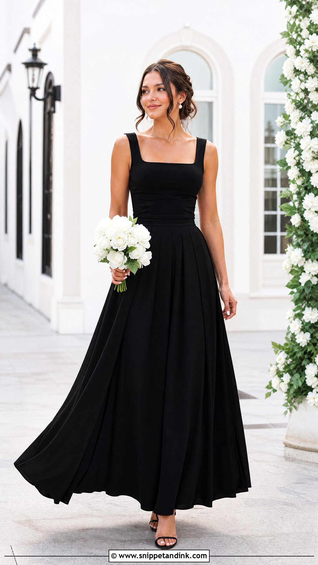 Black Maxi Skirt Bridal Party Outfit - Snippet and Ink - 25 Black Bridal Party Ideas