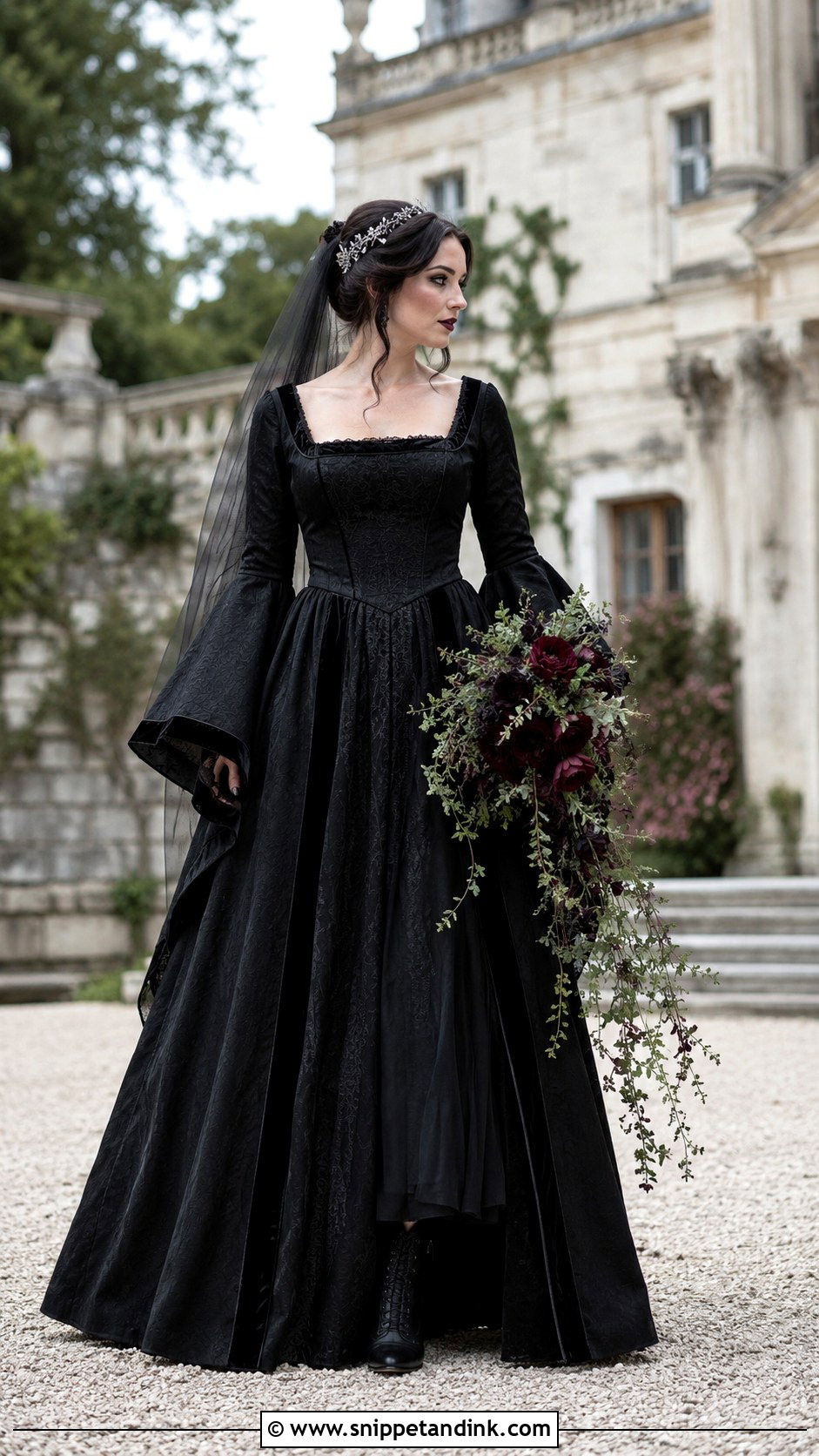 Black Medieval Goth Wedding Dress - Snippet and Ink - 20 Black Goth Wedding Dress Ideas
