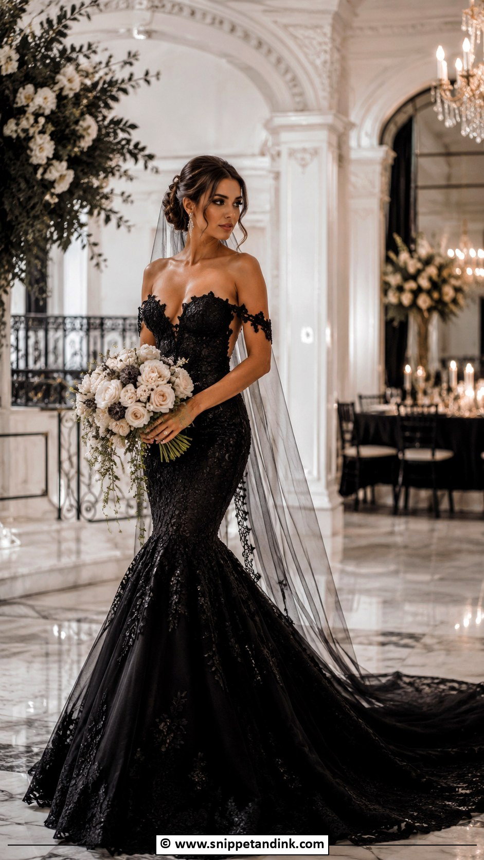Black Mermaid Bridal Gown - Snippet and Ink - 25 Black Bridal Gown Ideas