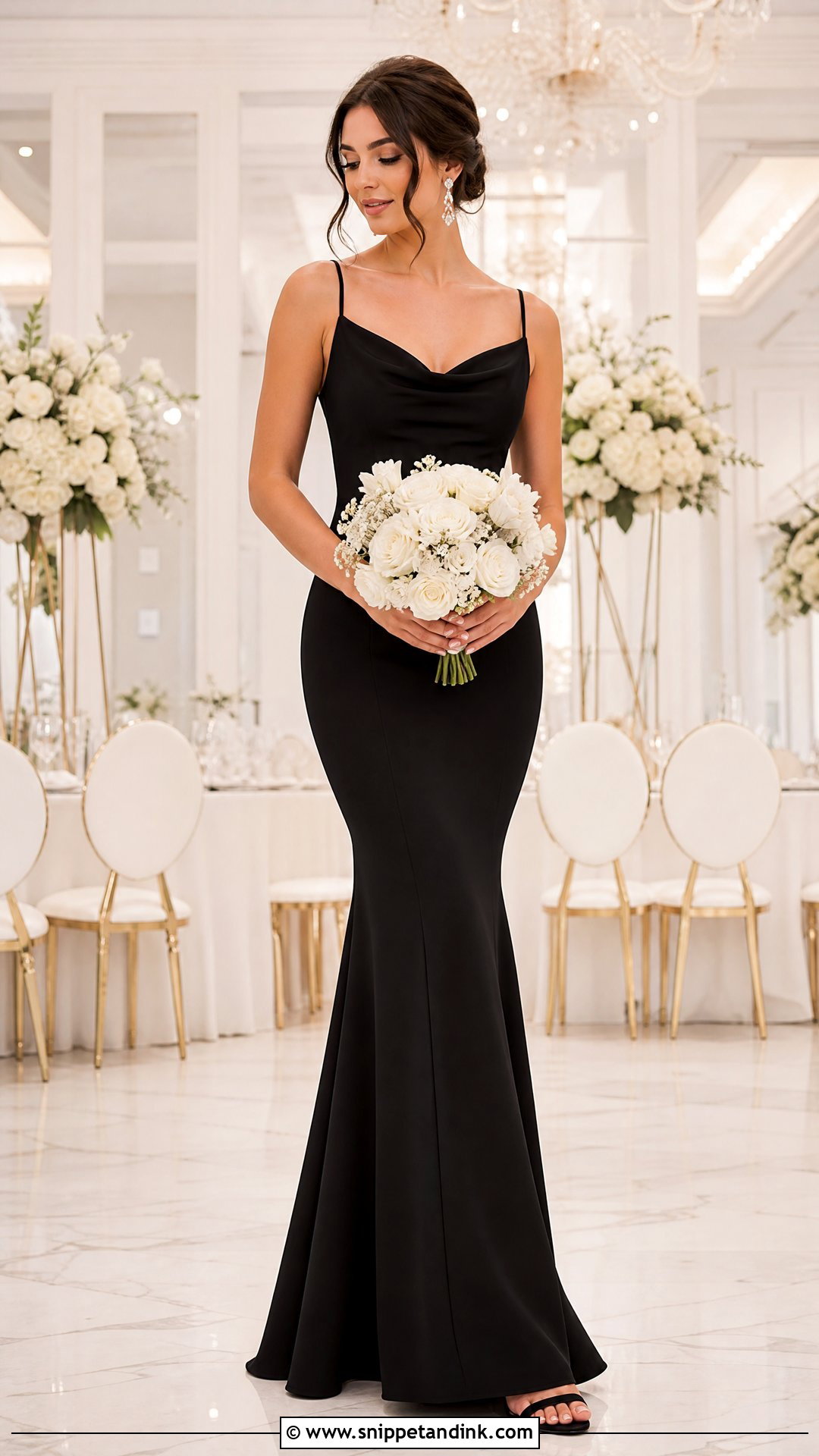 Black Mermaid Bridesmaid Dress Outfit - Snippet and Ink - 25 Black Bridal Party Ideas
