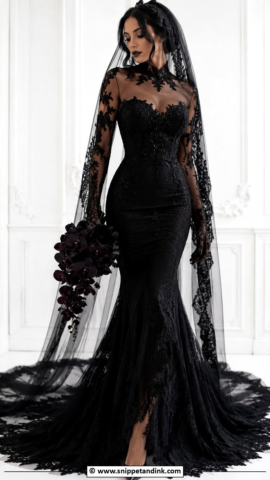 Black Mermaid Goth Wedding Dress - Snippet and Ink - 30 Goth Wedding Dress Ideas