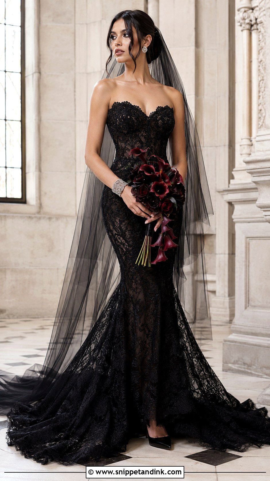Black Mermaid Wedding Dress - Snippet and Ink - 20 Moody Wedding Dress Ideas