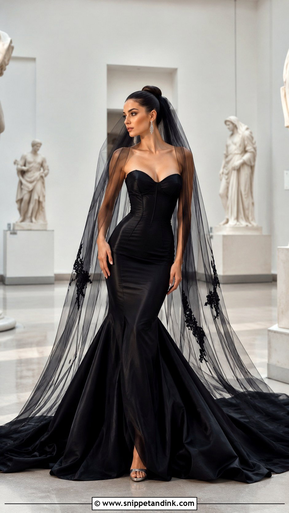 Black Mermaid Wedding Gown - Snippet and Ink - 20 Mermaid Wedding Gowns