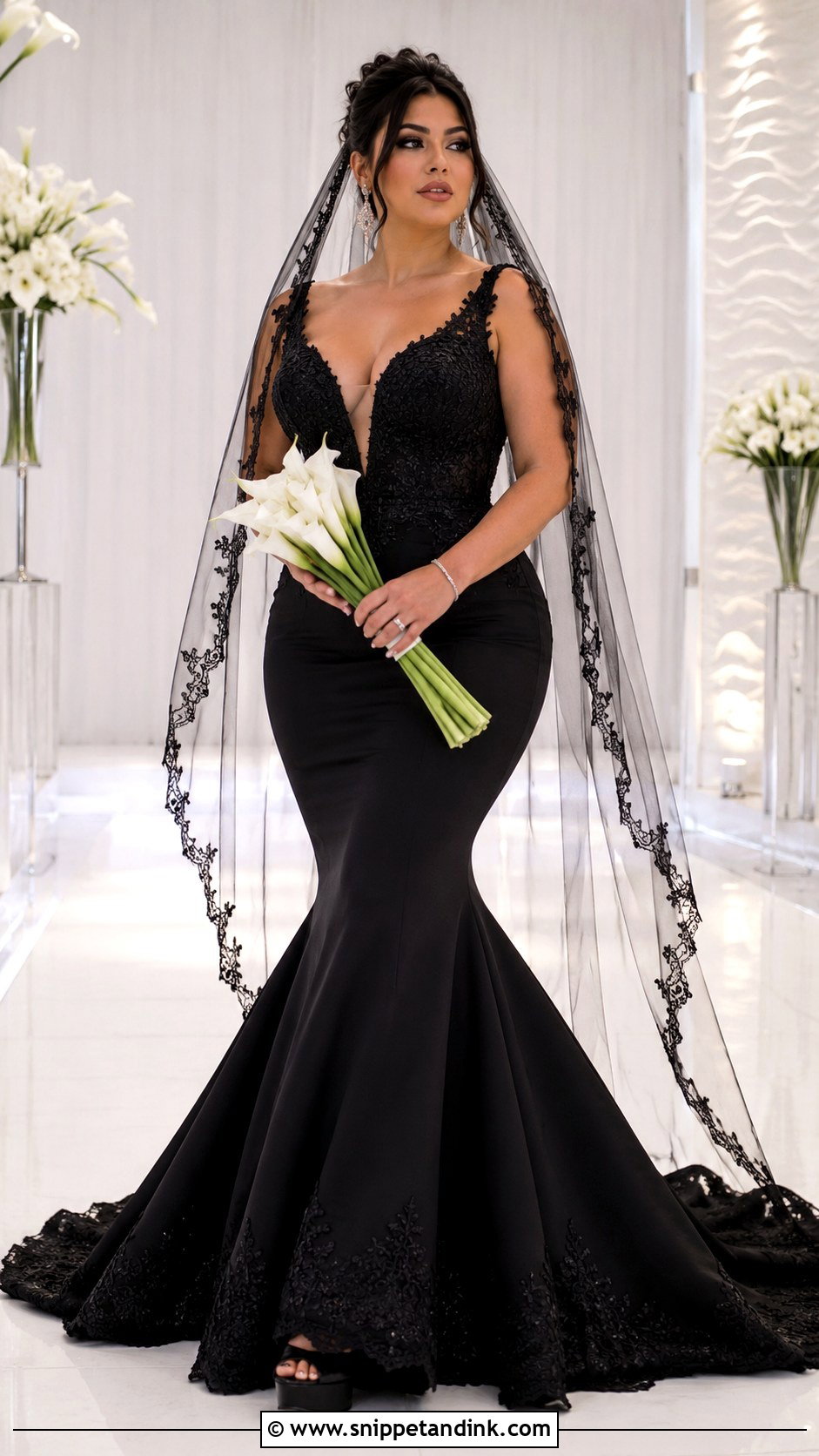 Black Mermaid Wedding Gown - Snippet and Ink - 20 Black Wedding Gown Ideas