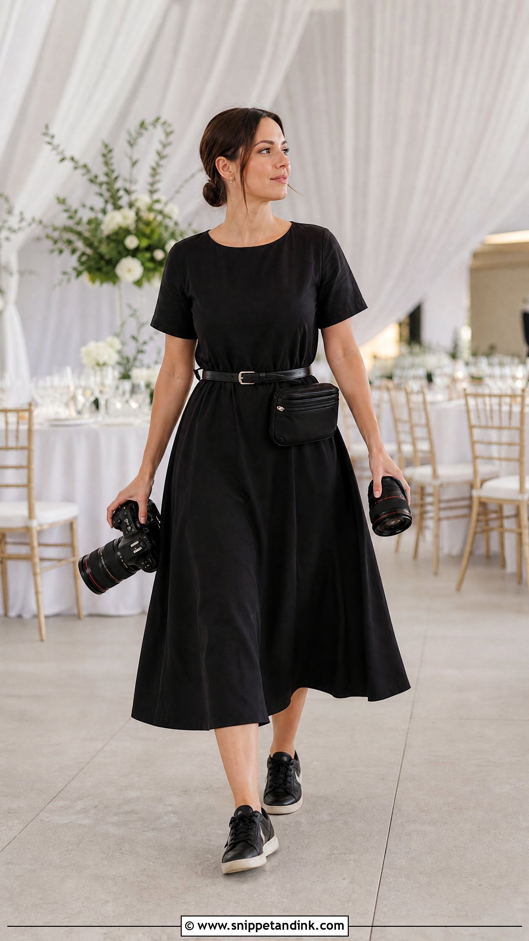 Black Midi Dress Wedding Vendor Outfit - Snippet and Ink - 20 Wedding Vendor Outfit Ideas