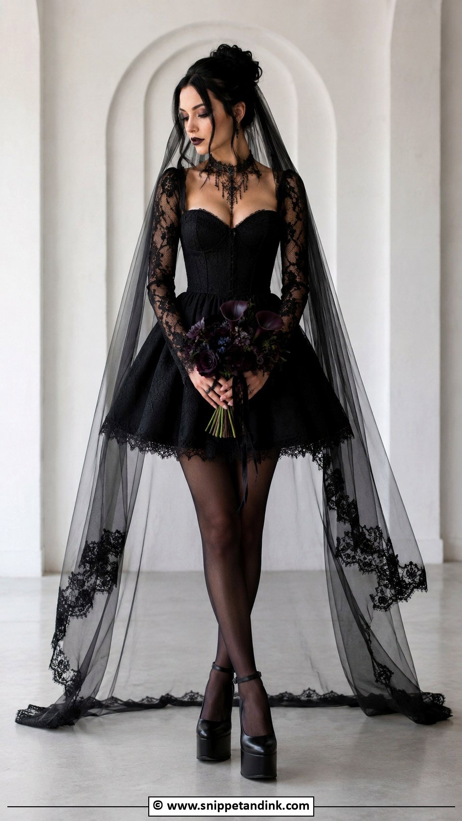 Black Mini Goth Wedding Dress - Snippet and Ink - 30 Goth Wedding Dress Ideas