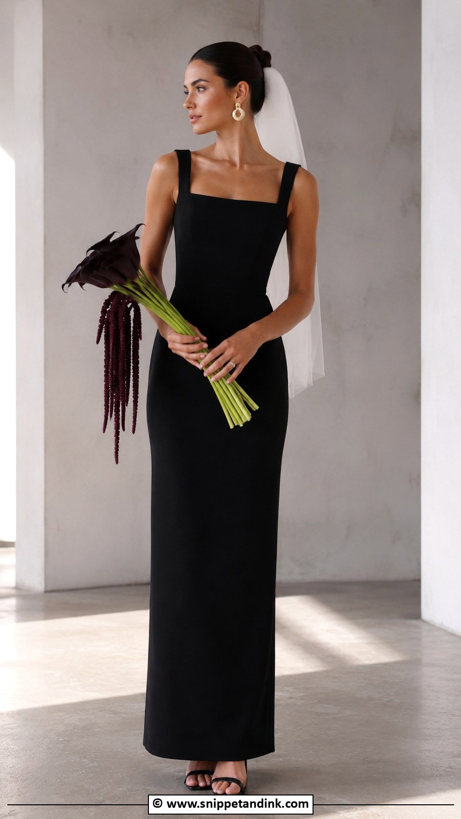 Black Minimal Bridal Gown - Snippet and Ink - 25 Black Bridal Gown Ideas