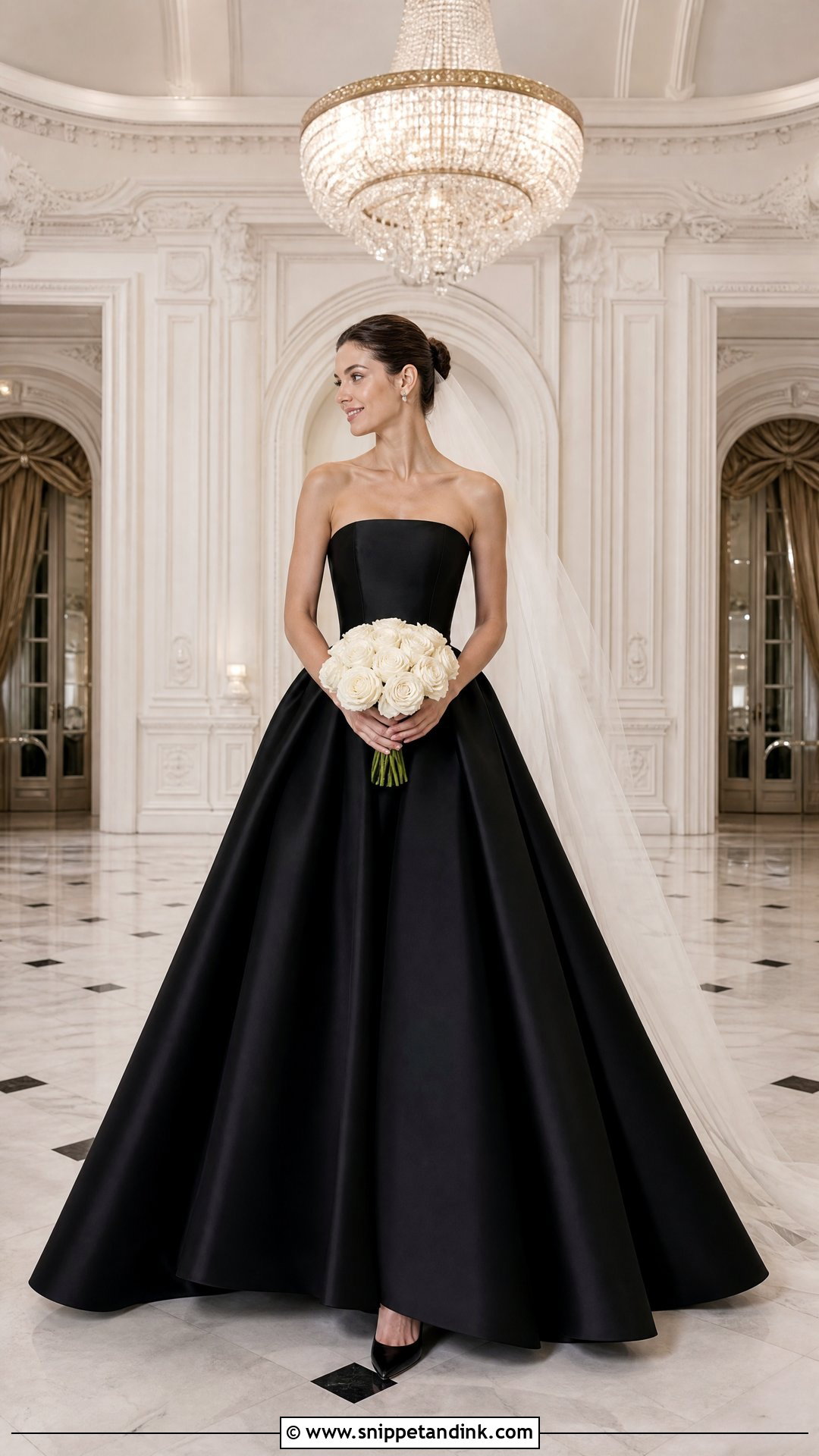Black Minimalist Ball Gown Wedding Dress - Snippet and Ink - 25 Simple Black Wedding Dress Ideas