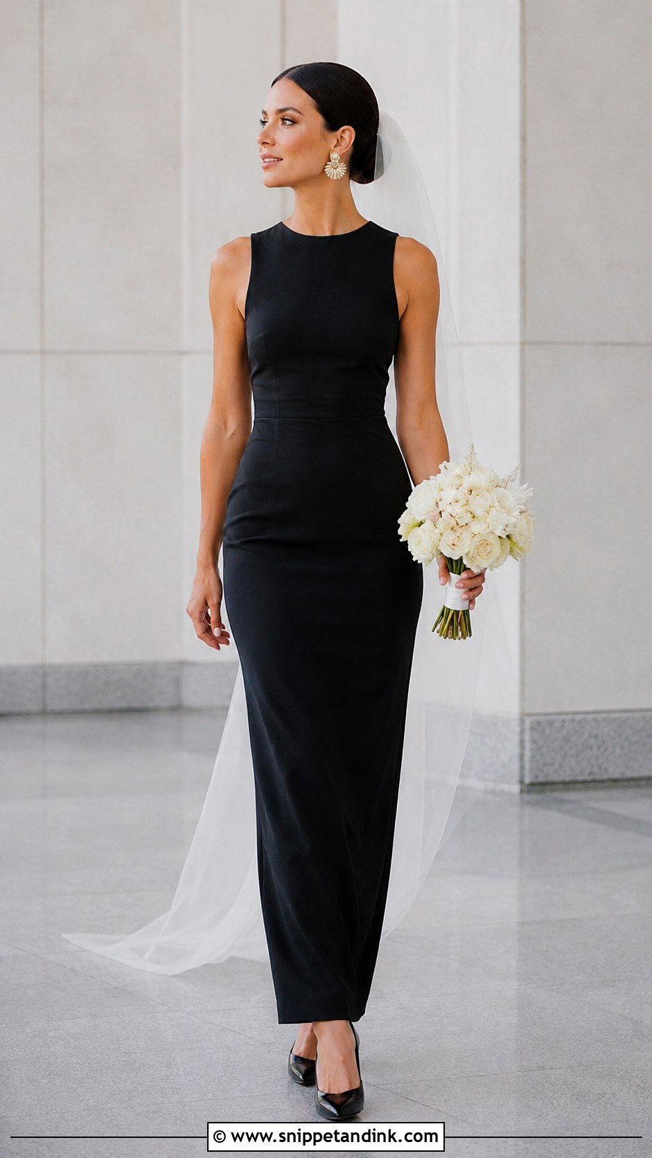Black Minimalist Bridal Dress - Snippet and Ink - 30 Black Bridal Dresses