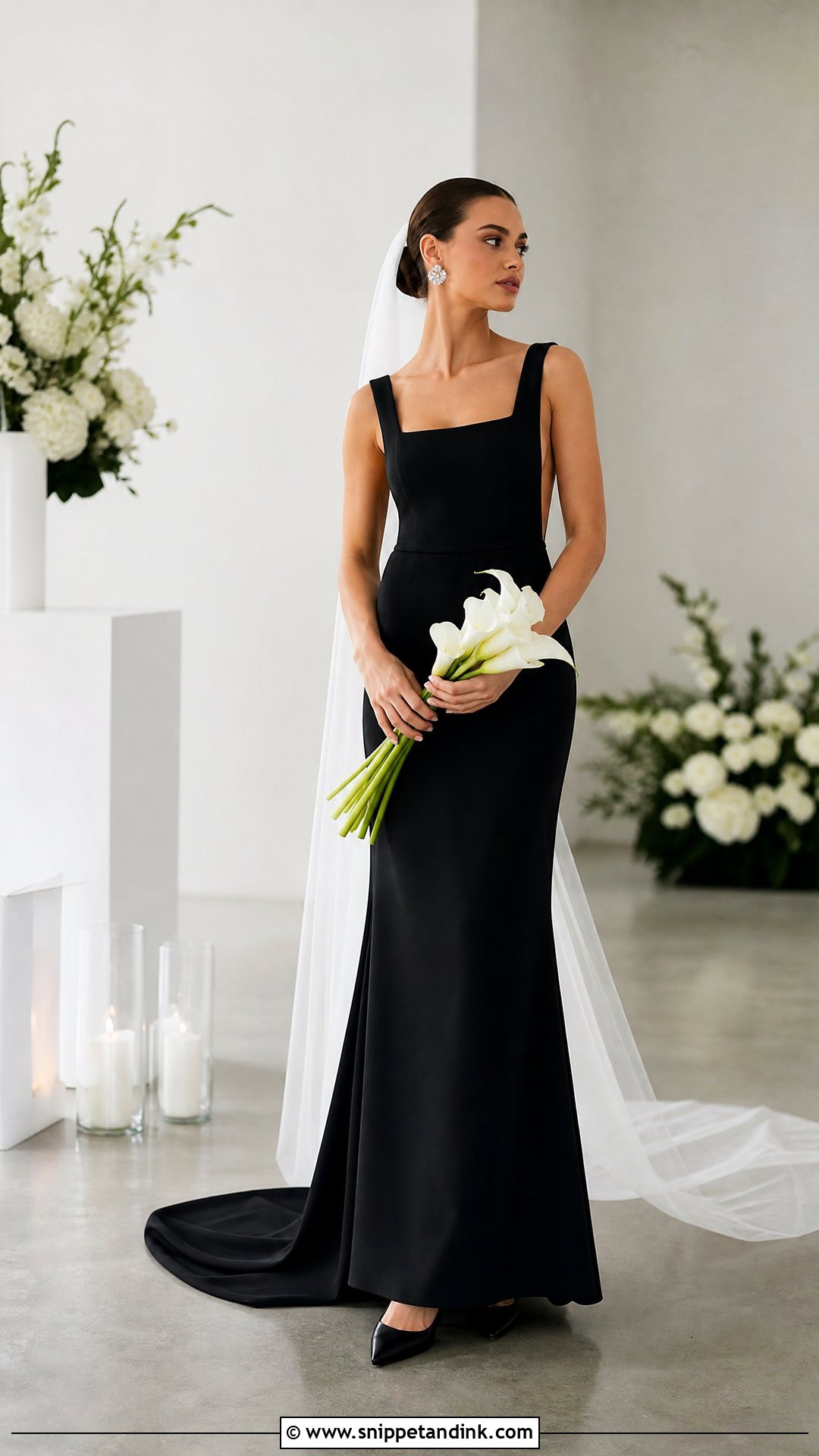Black Minimalist Crepe Bride - Snippet and Ink - 20 Bride in Black Ideas