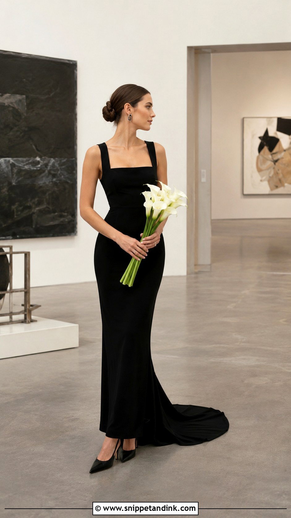 Black Minimalist Crepe Wedding Dress - Snippet and Ink - 20 All Black Wedding Dress Ideas