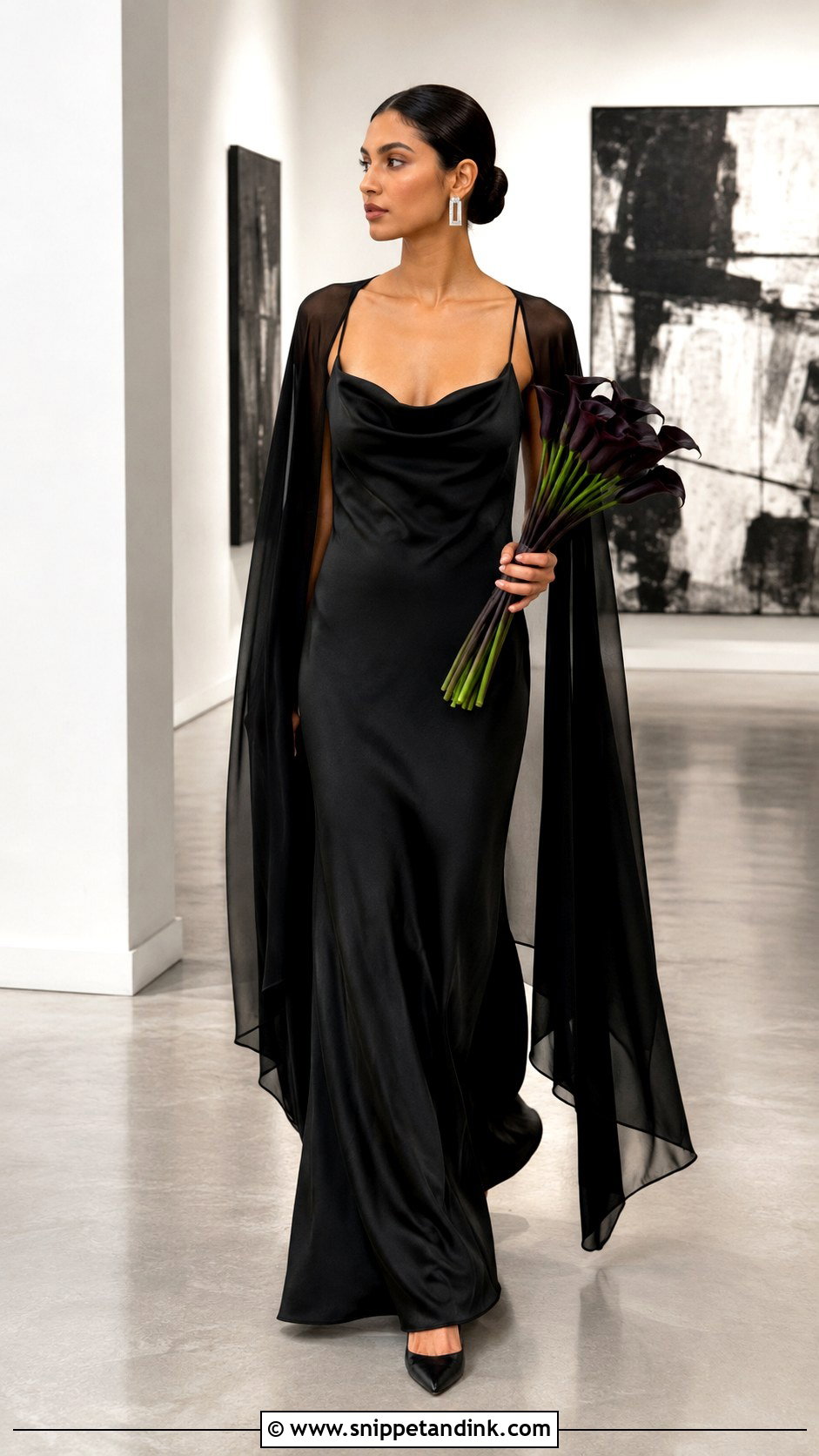 Black Minimalist Slip Wedding Dress - Snippet and Ink - 20 Black Goth Wedding Dress Ideas