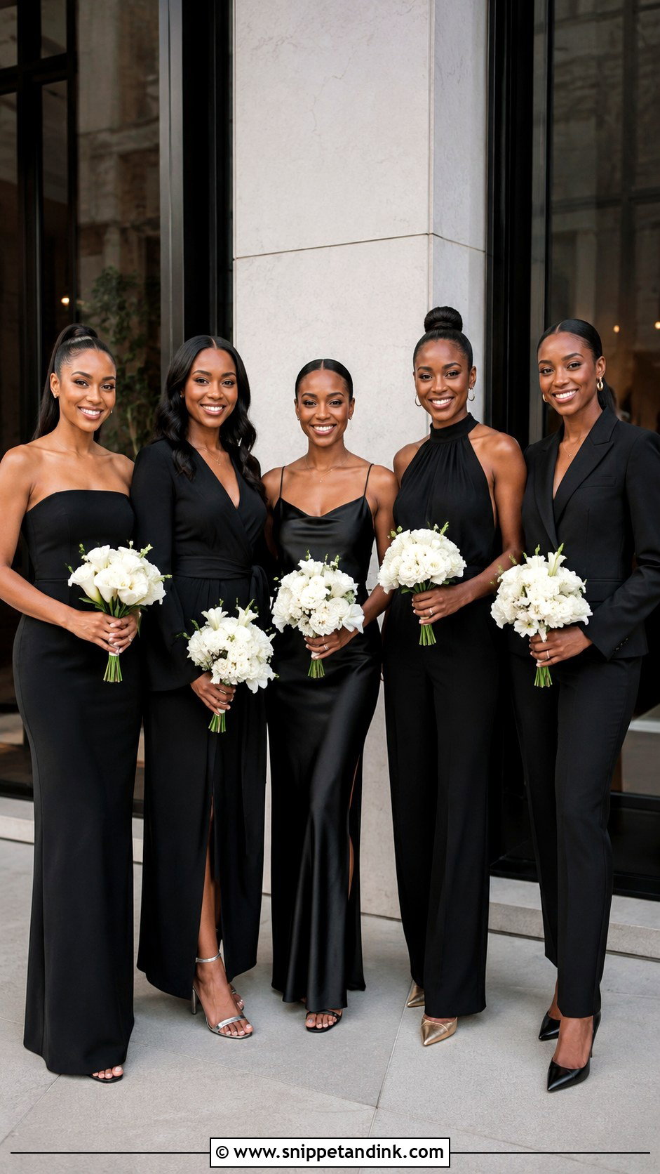 Black Mismatched Bridal Party - Snippet and Ink - 20 Mismatched Bridal Party Ideas