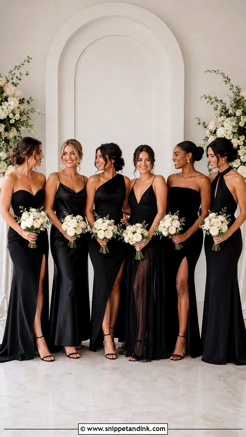 Black Mismatched Bridesmaid Dress Outfit - Snippet and Ink - 25 Black Bridal Party Attire Ideas