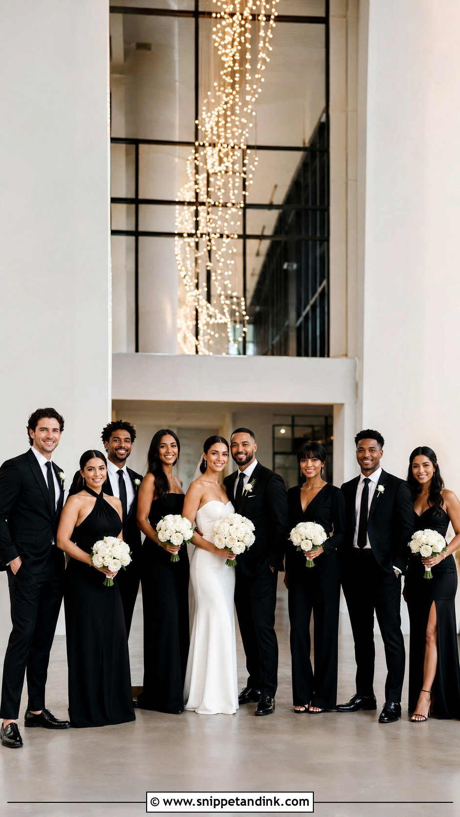 Black Mixed Gender Bridal Party Outfits - Snippet and Ink - 20 Bridal Party in Black Ideas