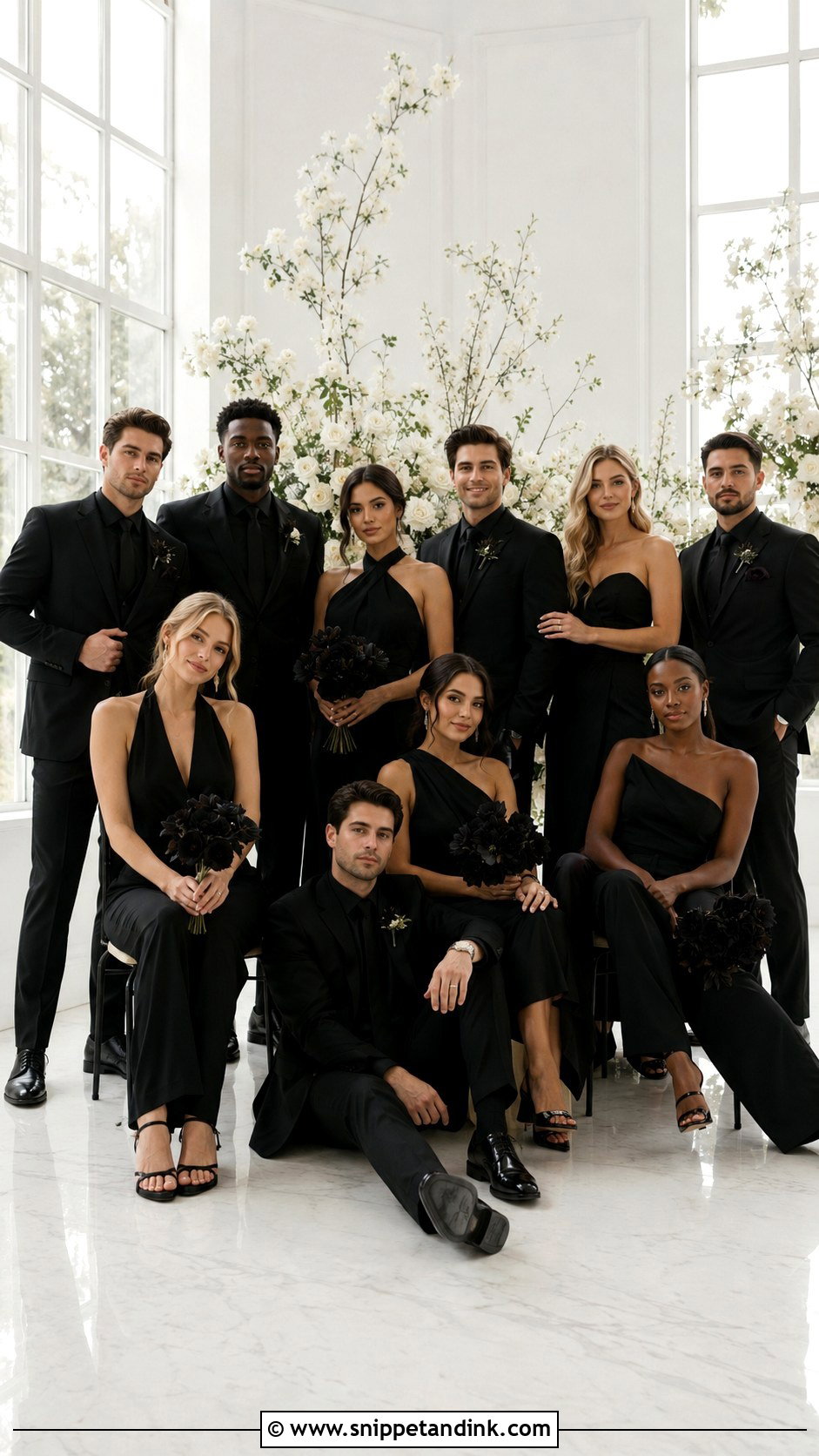 Black Mixed Wedding Party Outfit - Snippet and Ink - 25 All Black Wedding Party Attire Ideas