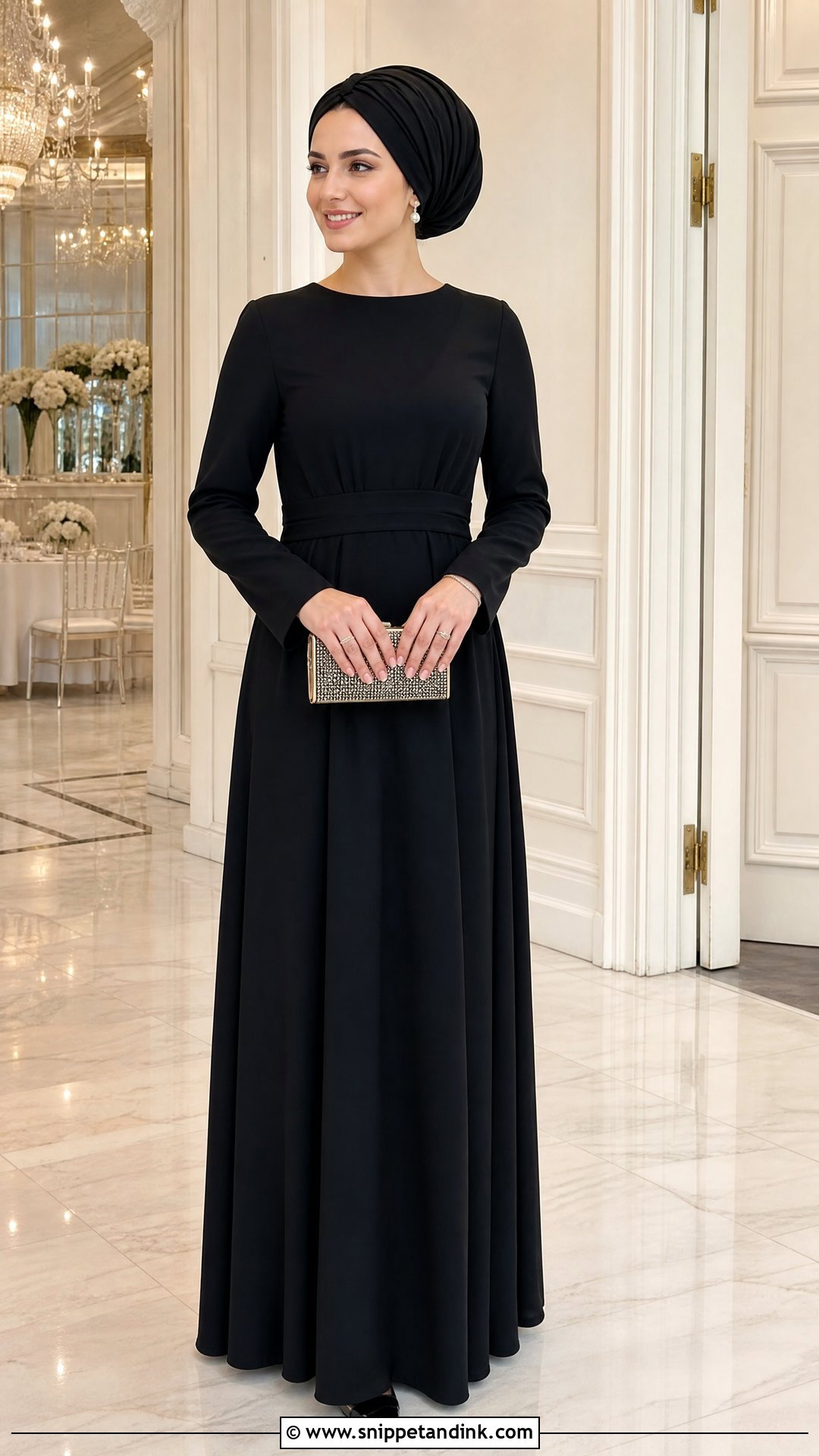 Black Modest Wedding Party Dress With Closed Toe Pumps - Snippet and Ink - 20 Wedding Party Black Dresses
