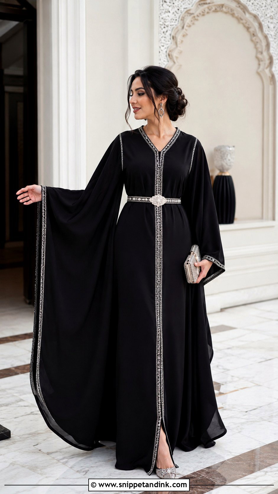 Black Moroccan Caftan With Cape Sleeves - Snippet and Ink - 20 Black Moroccan Caftan Ideas
