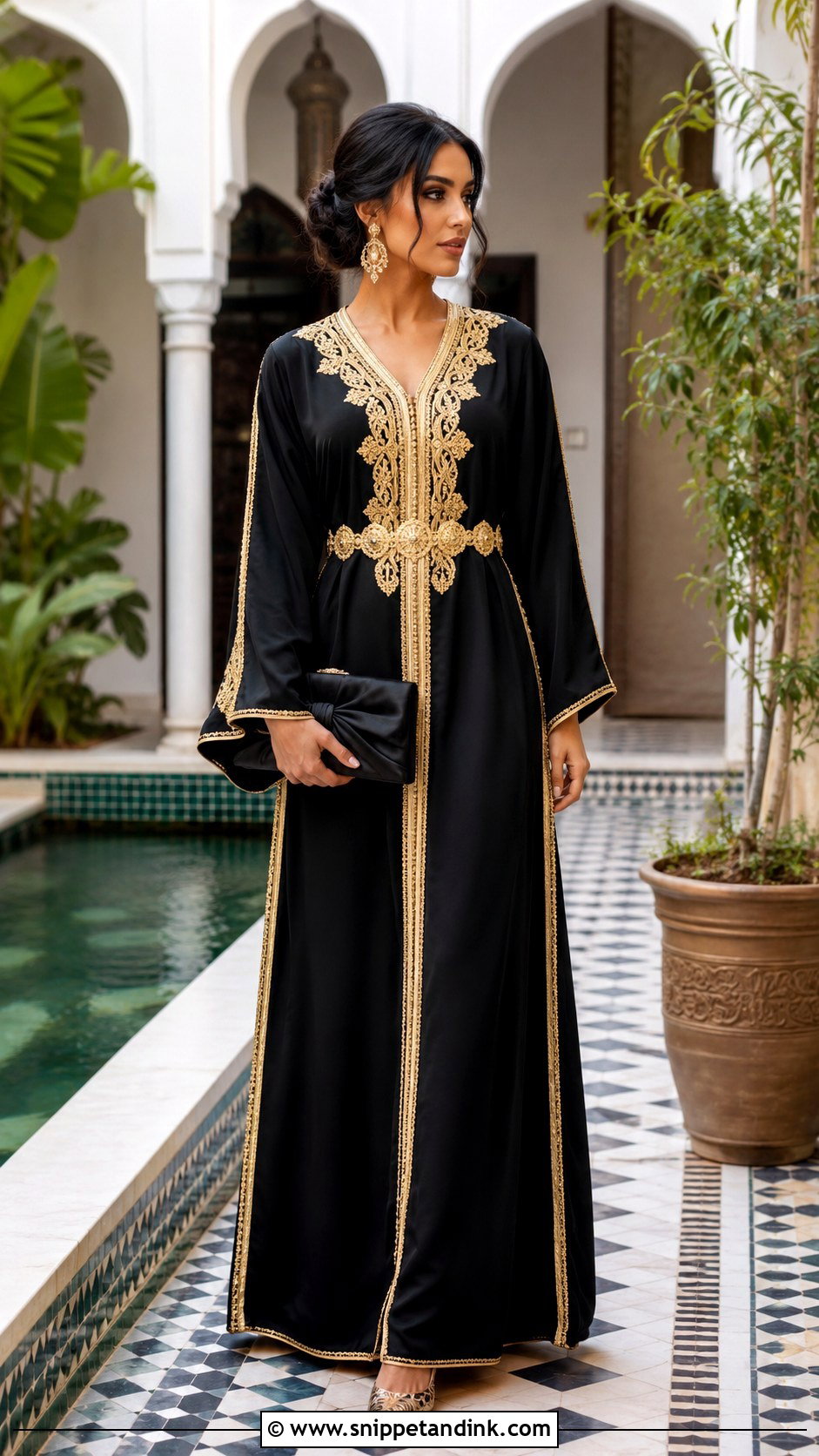 Black Moroccan Caftan With Gold Embroidery - Snippet and Ink - 20 Black Moroccan Caftan Ideas