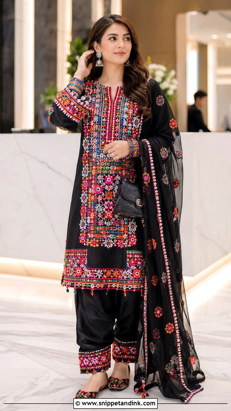 Black Multicolor Balochi Wedding Dress - Snippet and Ink - 20 Balochi Wedding Dresses