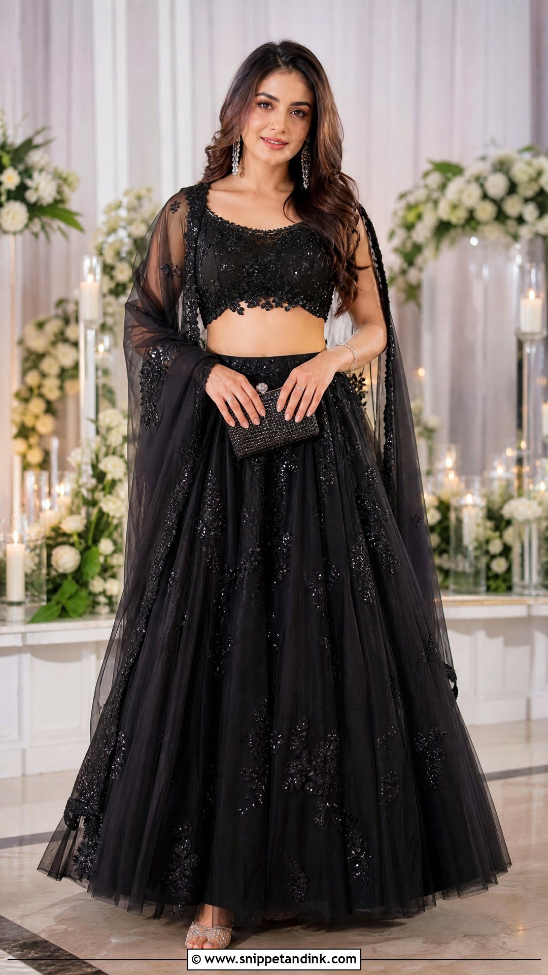 Black Net Lehenga For Sangeet - Snippet and Ink - 25 Black Sangeet Outfit Ideas