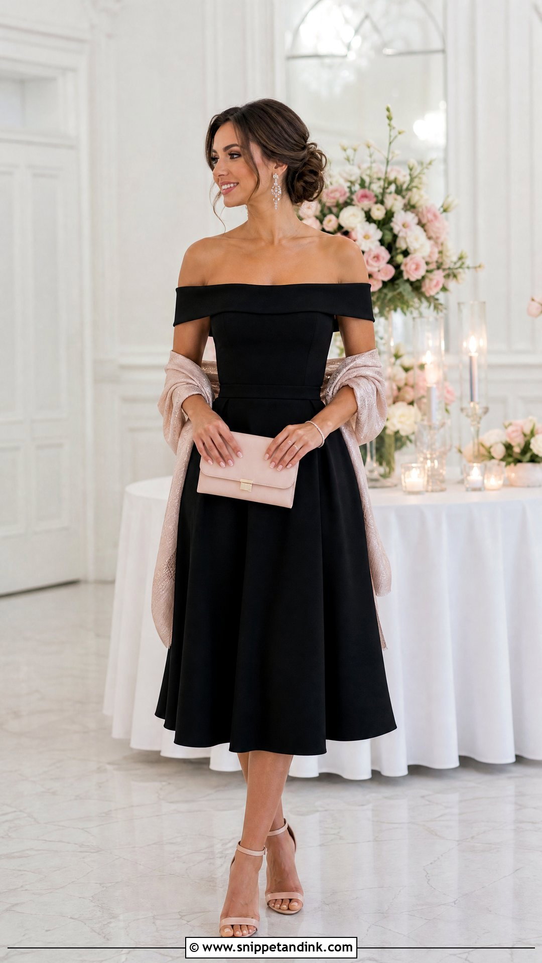 Black Off Shoulder Dress Wedding Outfit - Snippet and Ink - 25 Black Dress Outfit Wedding Ideas