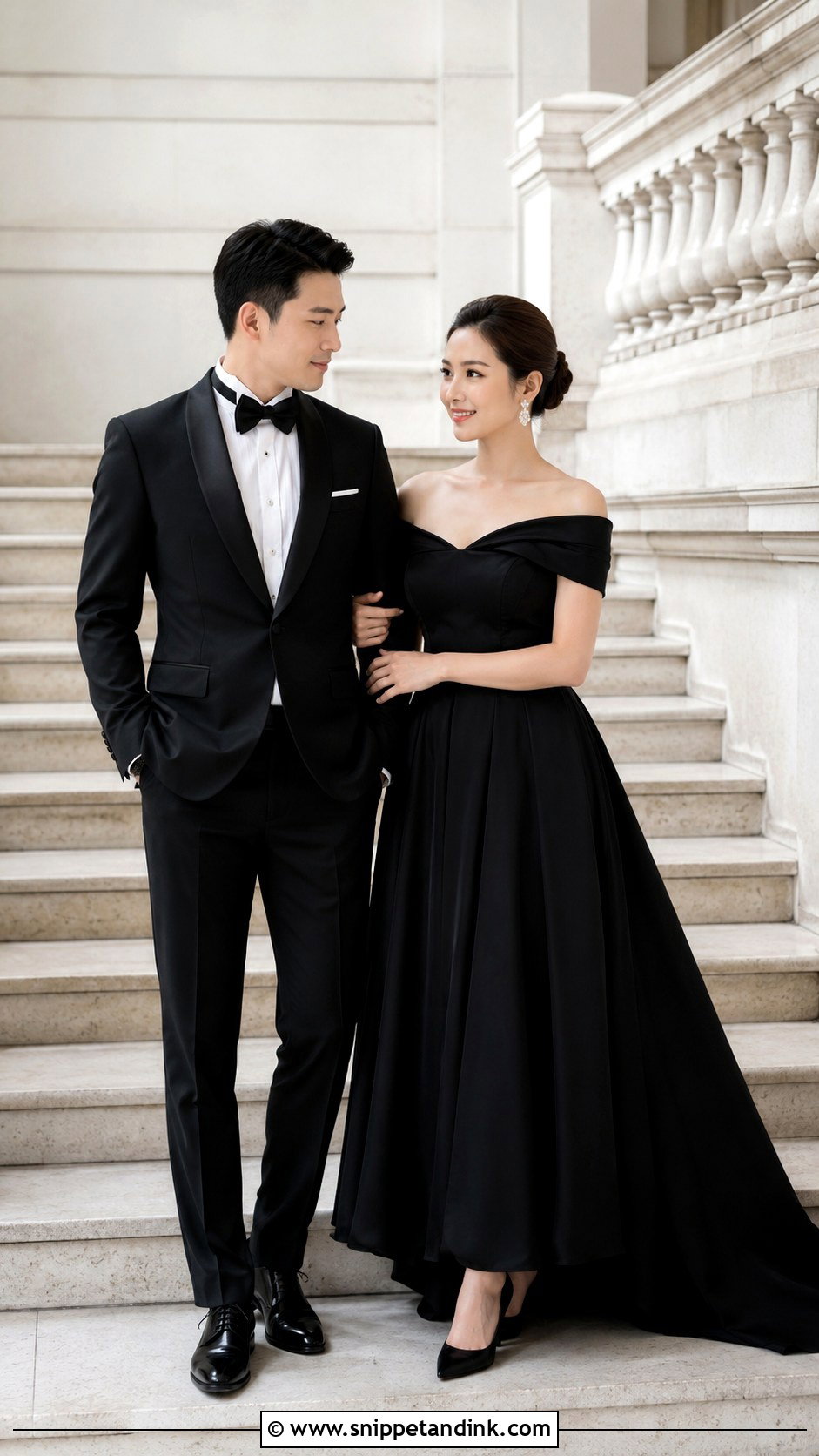 Black Off Shoulder Prewedding Gown - Snippet and Ink - 20 Black Prewedding Dress Ideas