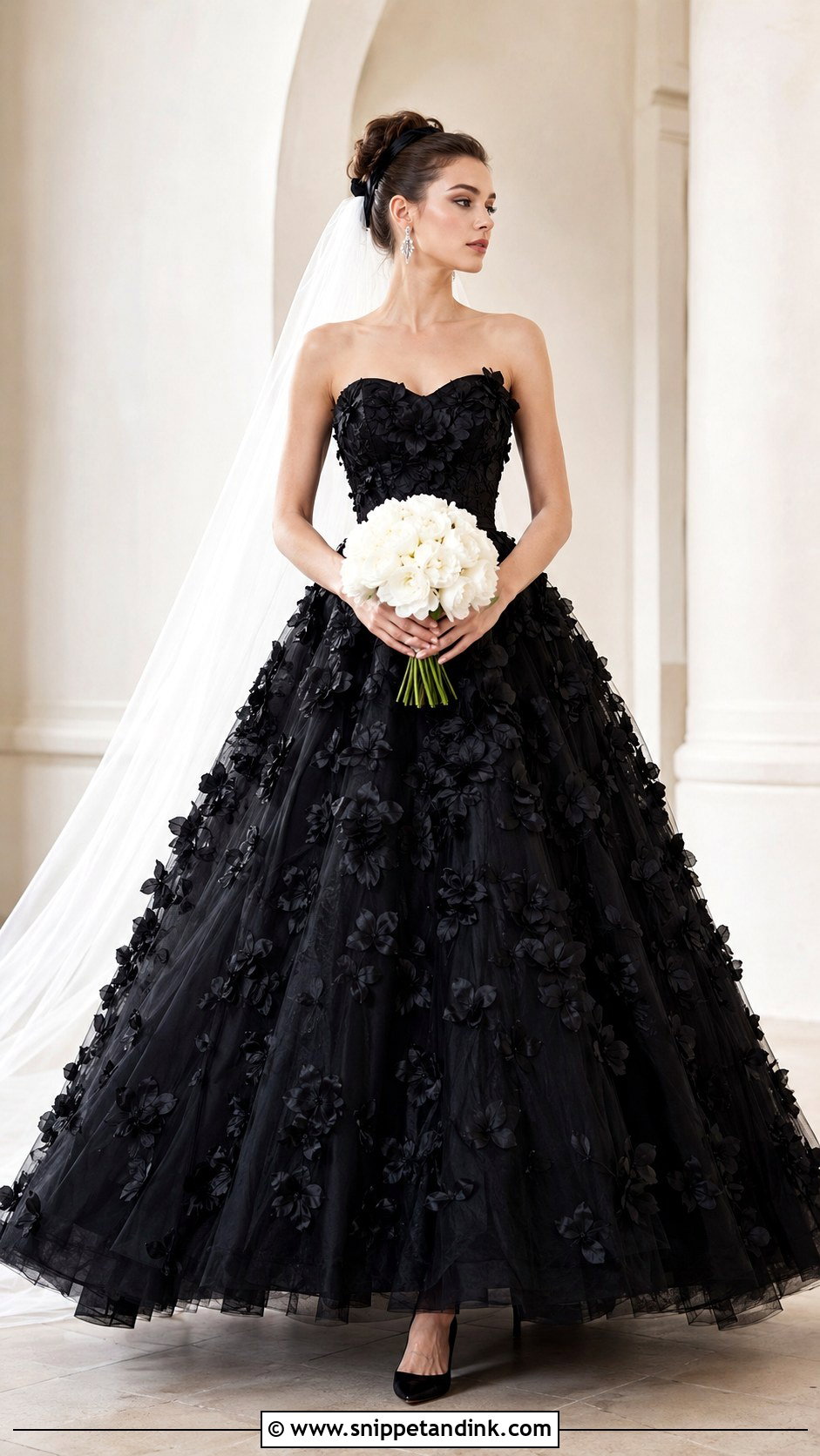 Black Off The Shoulder Ball Gown Wedding Dress - Snippet and Ink - 20 Black Ball Gown Wedding Dress Ideas