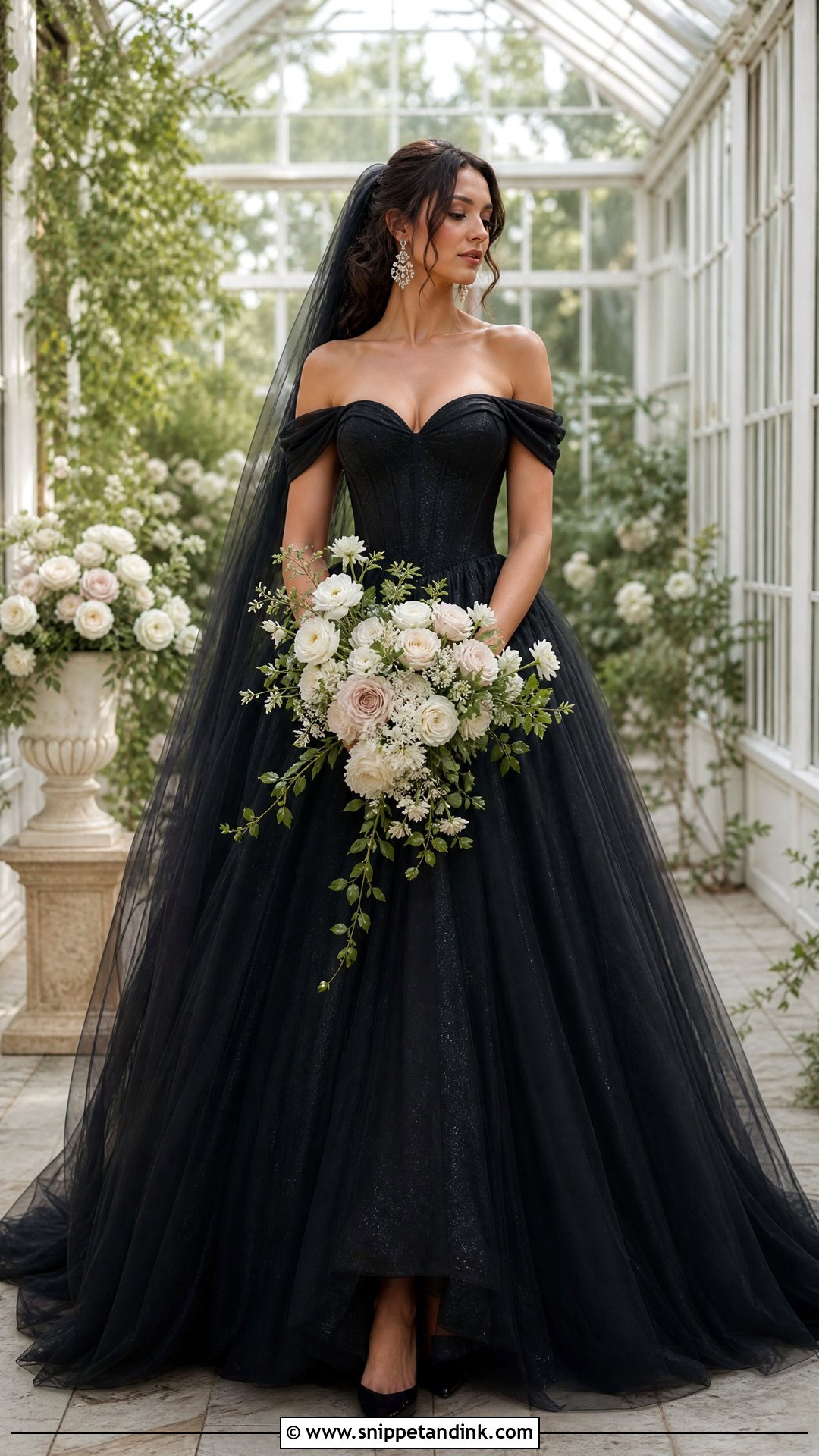 Black Off The Shoulder Princess Wedding Dress - Snippet and Ink - 20 Princess Wedding Dresses Black