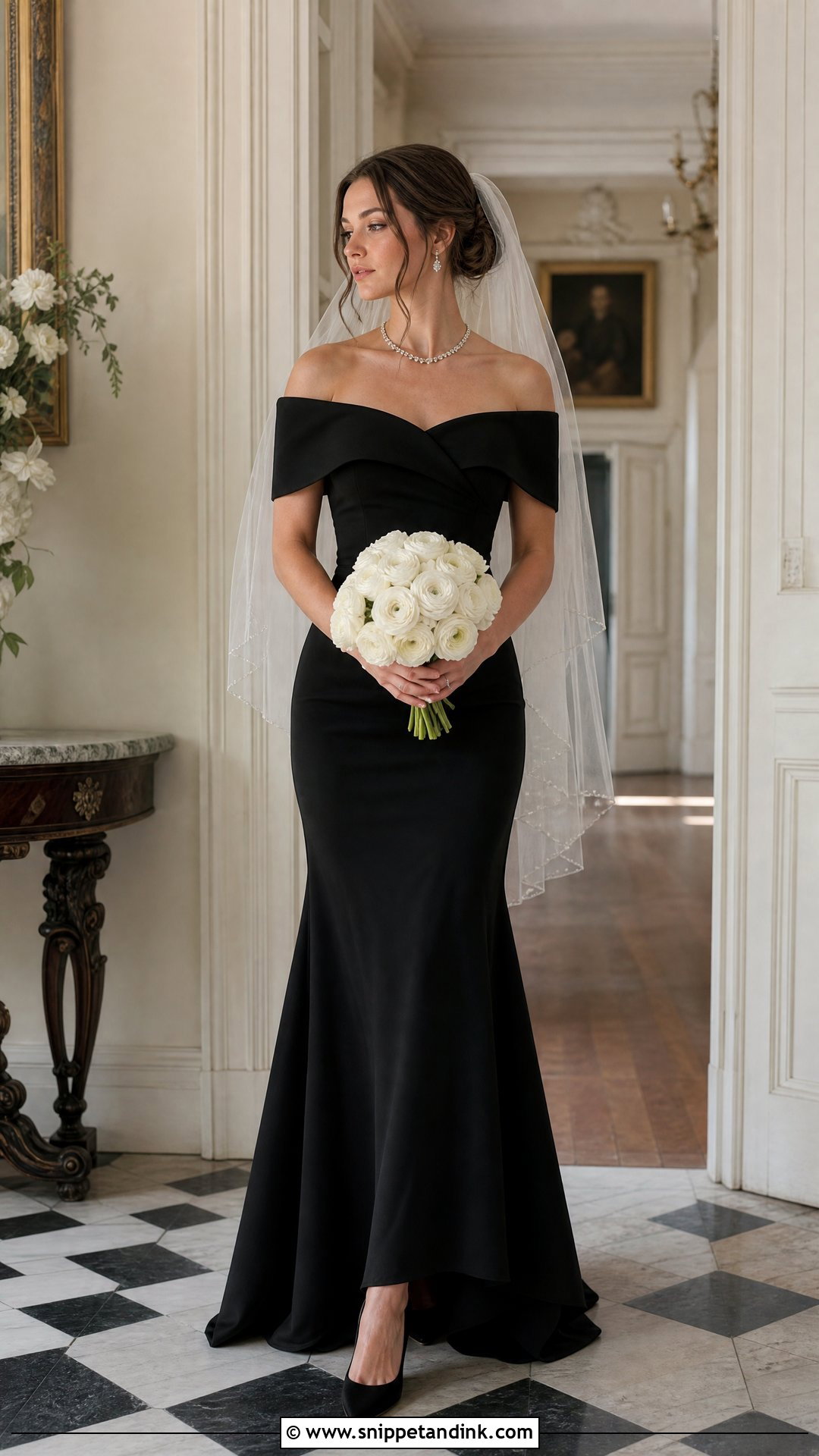 Black Off The Shoulder Wedding Dress - Snippet and Ink - 25 Simple Black Wedding Dress Ideas