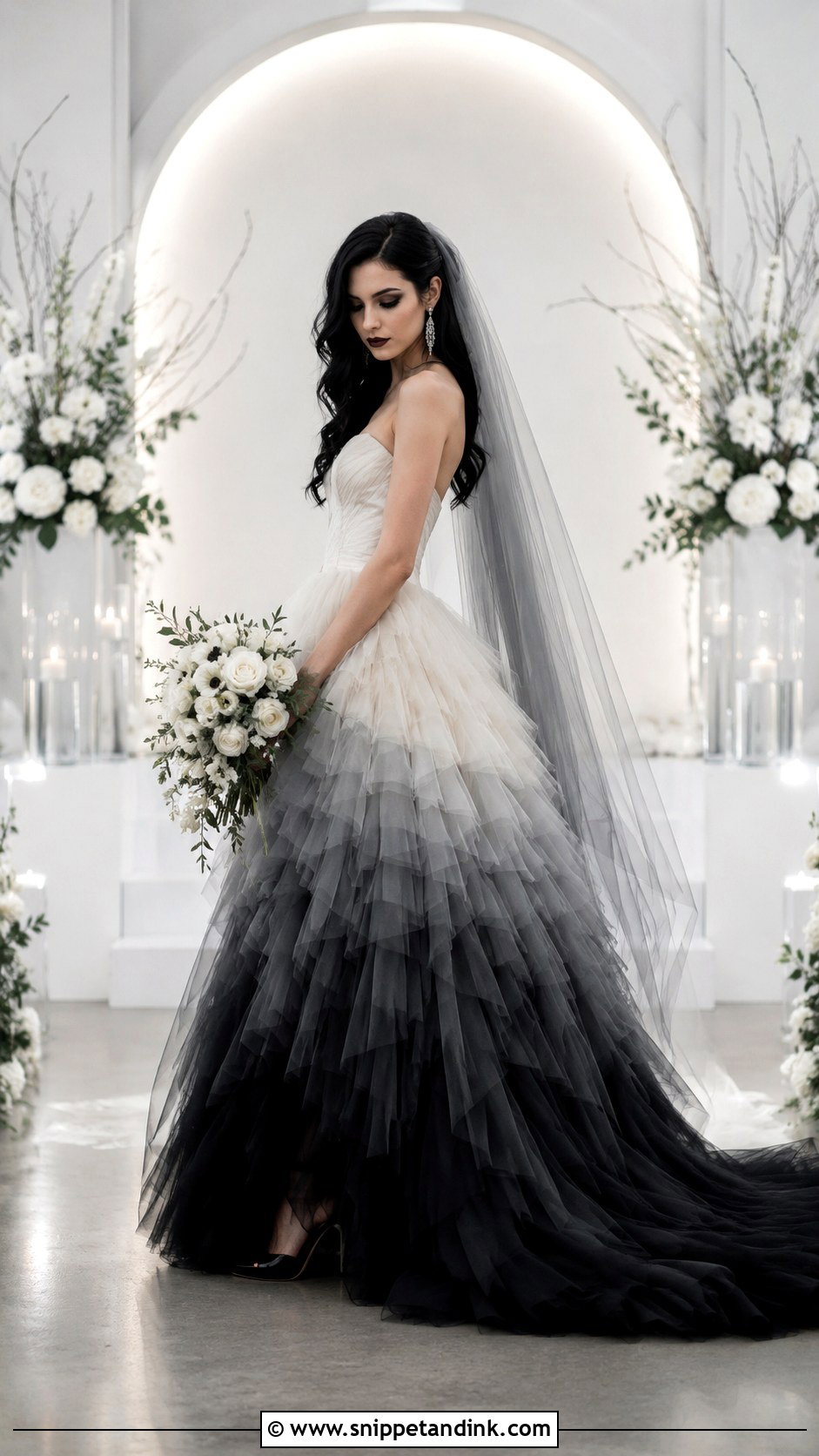 Black Ombre Emo Wedding Dress - Snippet and Ink - 20 Emo Bride Ideas