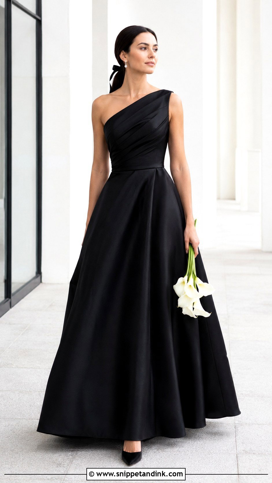 Black One Shoulder Ball Gown Wedding Dress - Snippet and Ink - 20 Black Ball Gown Wedding Dress Ideas