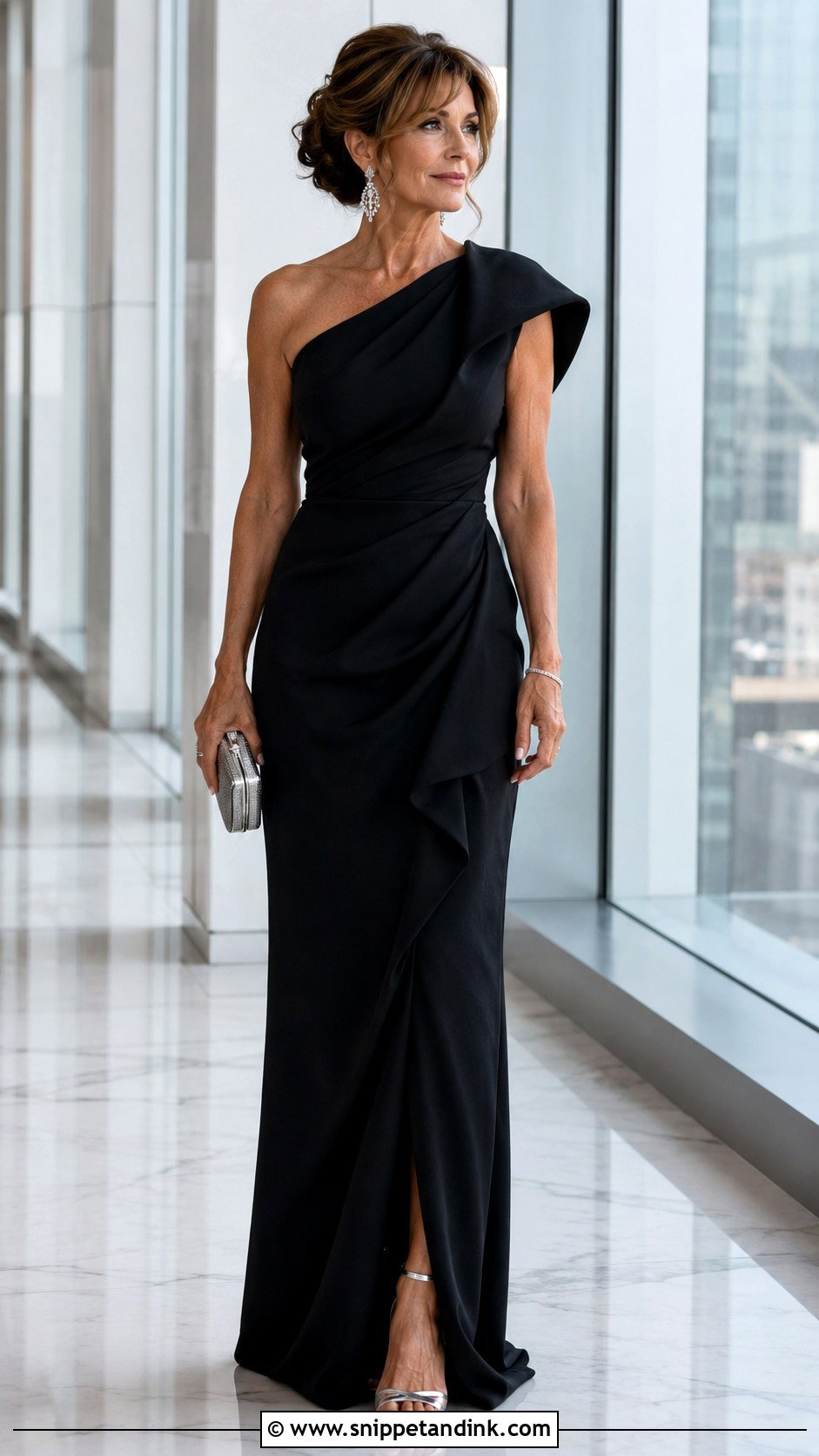 Black One Shoulder Mother of the Bride Dress - Snippet and Ink - 20 Mom of Bride Dresses