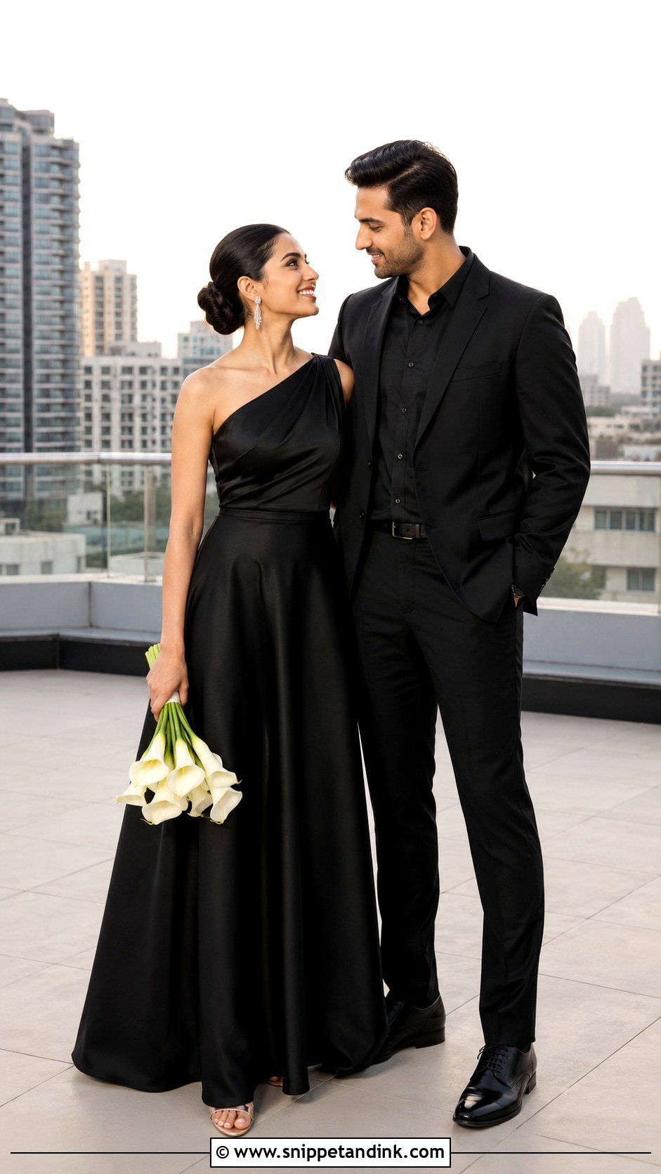 Black One Shoulder Prewedding Dress - Snippet and Ink - 20 Black Prewedding Dress Ideas