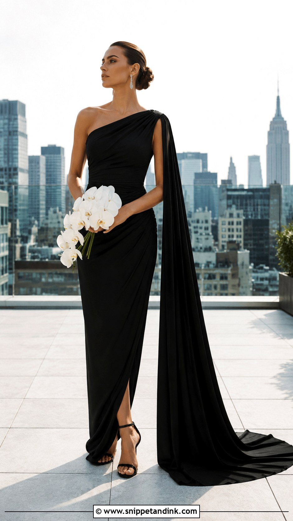 Black One Shoulder Wedding Dress - Snippet and Ink - 20 All Black Wedding Dress Ideas