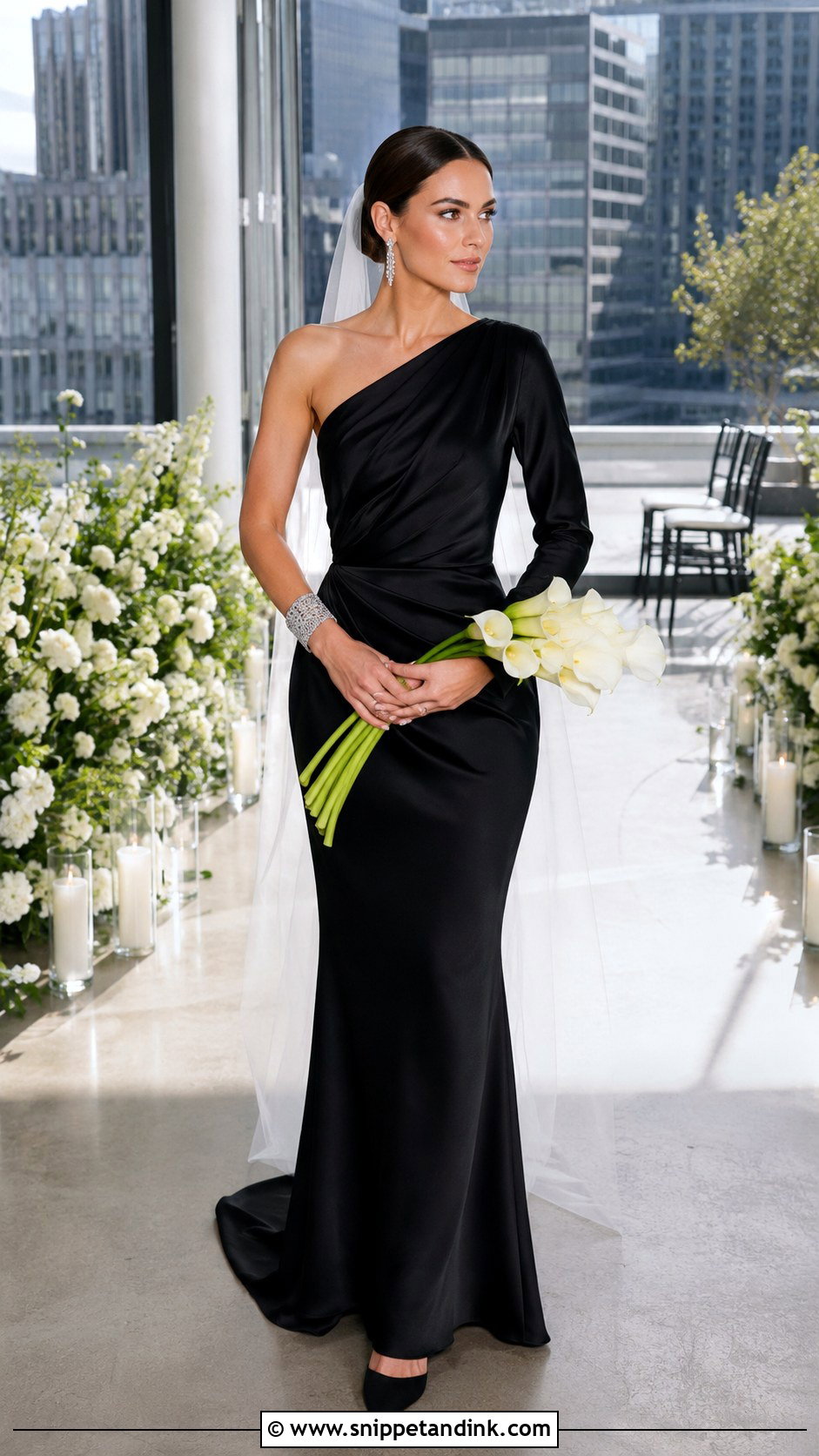 Black One Shoulder Wedding Dress - Snippet and Ink - 20 Classy Black Wedding Dress Ideas