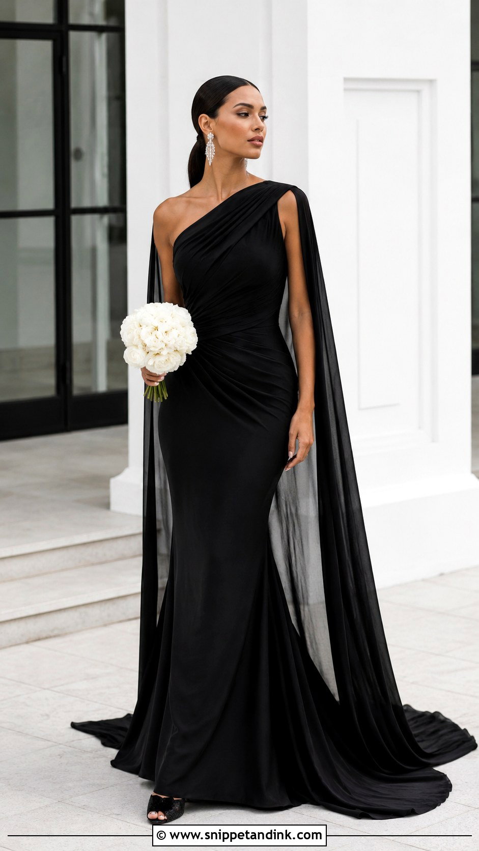 Black One Shoulder Wedding Gown - Snippet and Ink - 20 Black Wedding Gowns the Bride