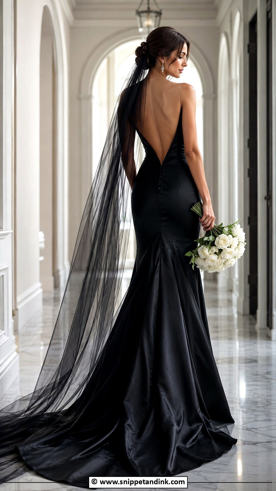 Black Open Back Wedding Gown - Snippet and Ink - 30 Black Wedding Gowns
