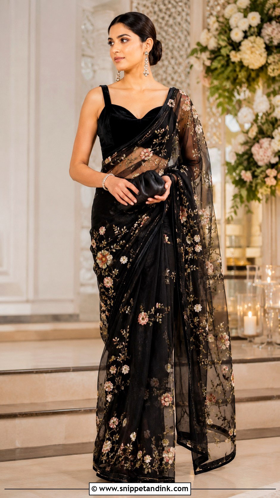 Black Organza Saree - Snippet and Ink - 20 Black Indian Wedding Dress Ideas