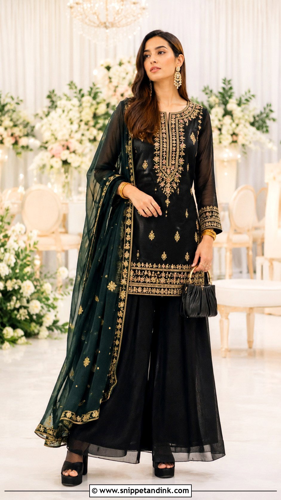 Black Palazzo Suit - Snippet and Ink - 20 Black Indian Wedding Dress Ideas